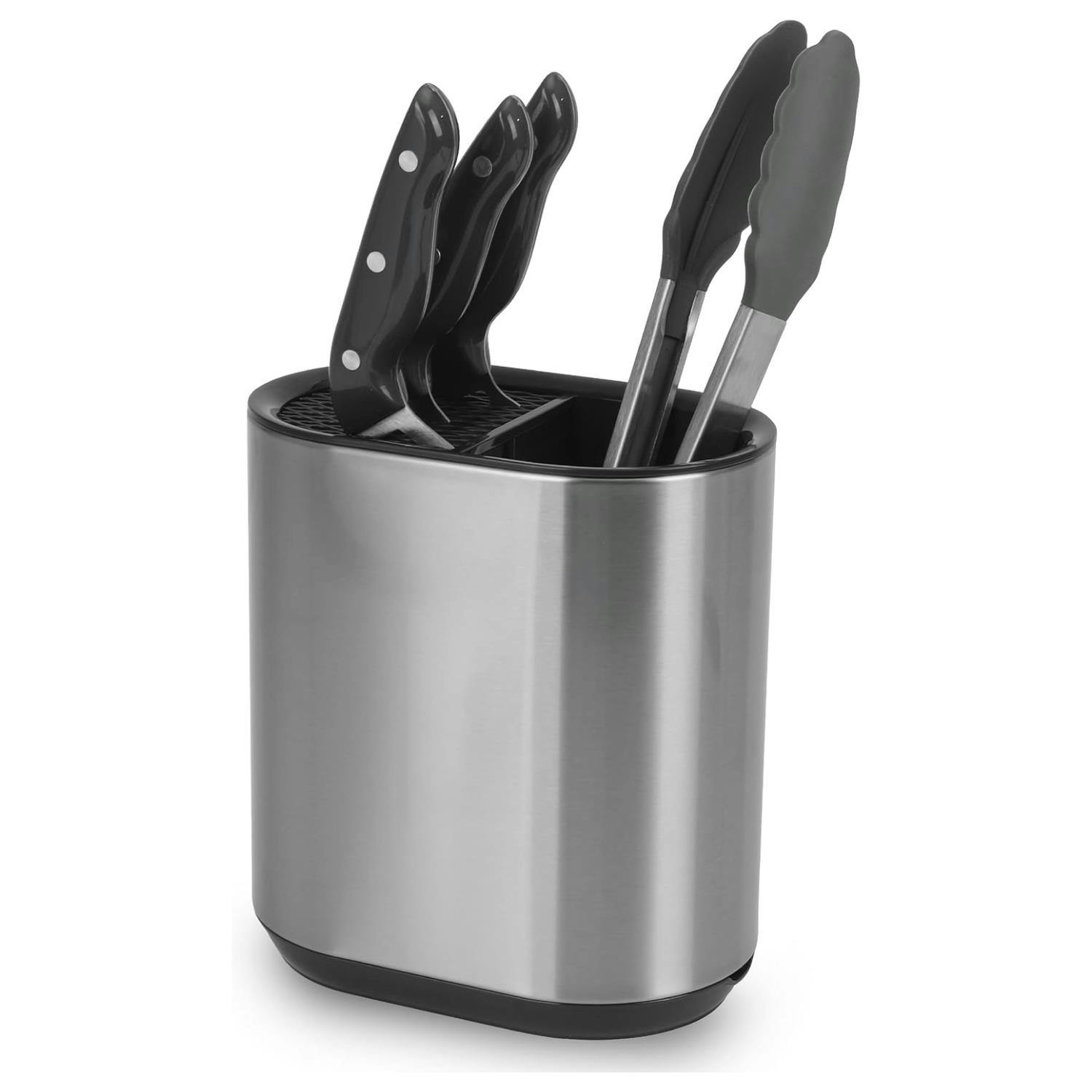 Rackhams Silver Kitchen Knife Block And Utensil Holder Storage Caddy Stainless Steel - 1 - Stainless Steel