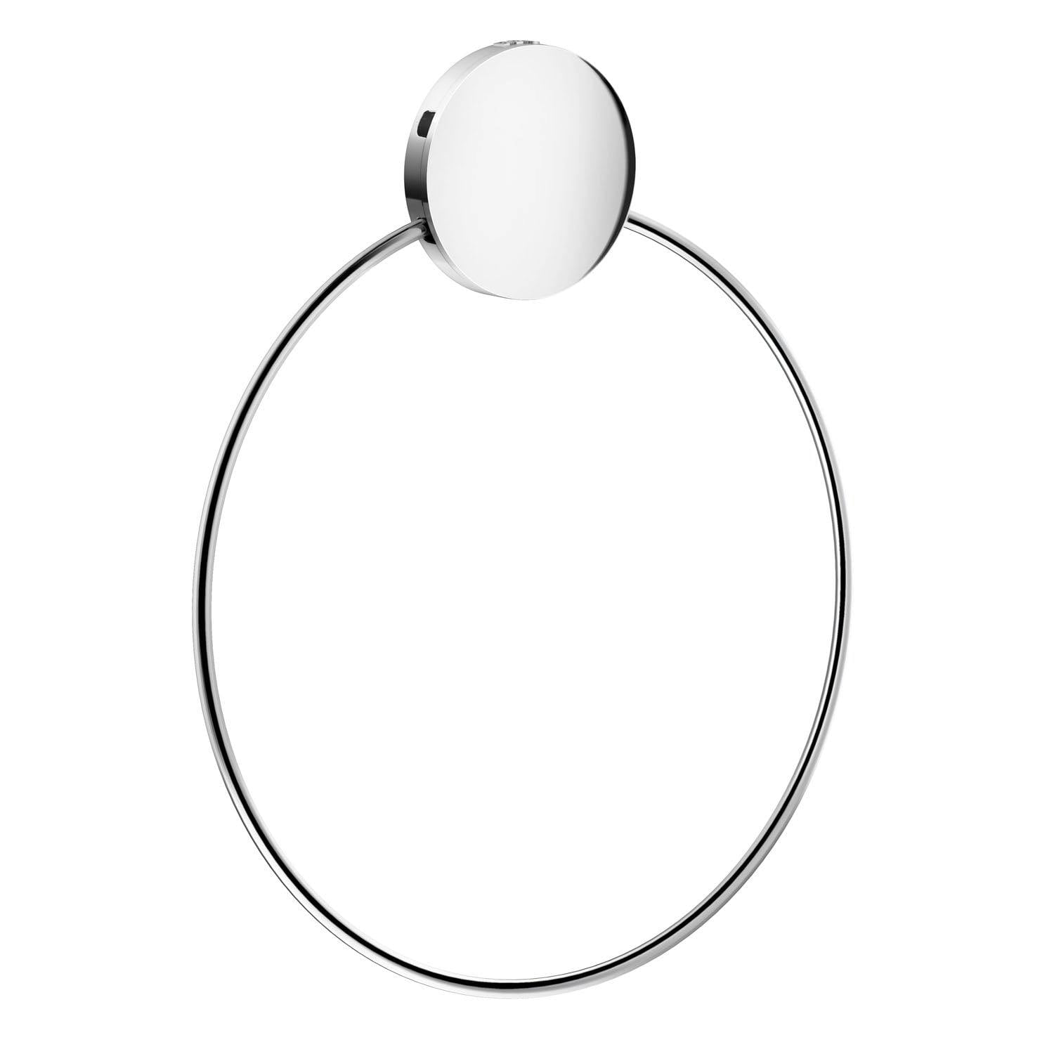 Rackhams Chromed Stainless Steel (W)17.2Cm Bathroom Towel Ring Self Adhesive Wall Mounted