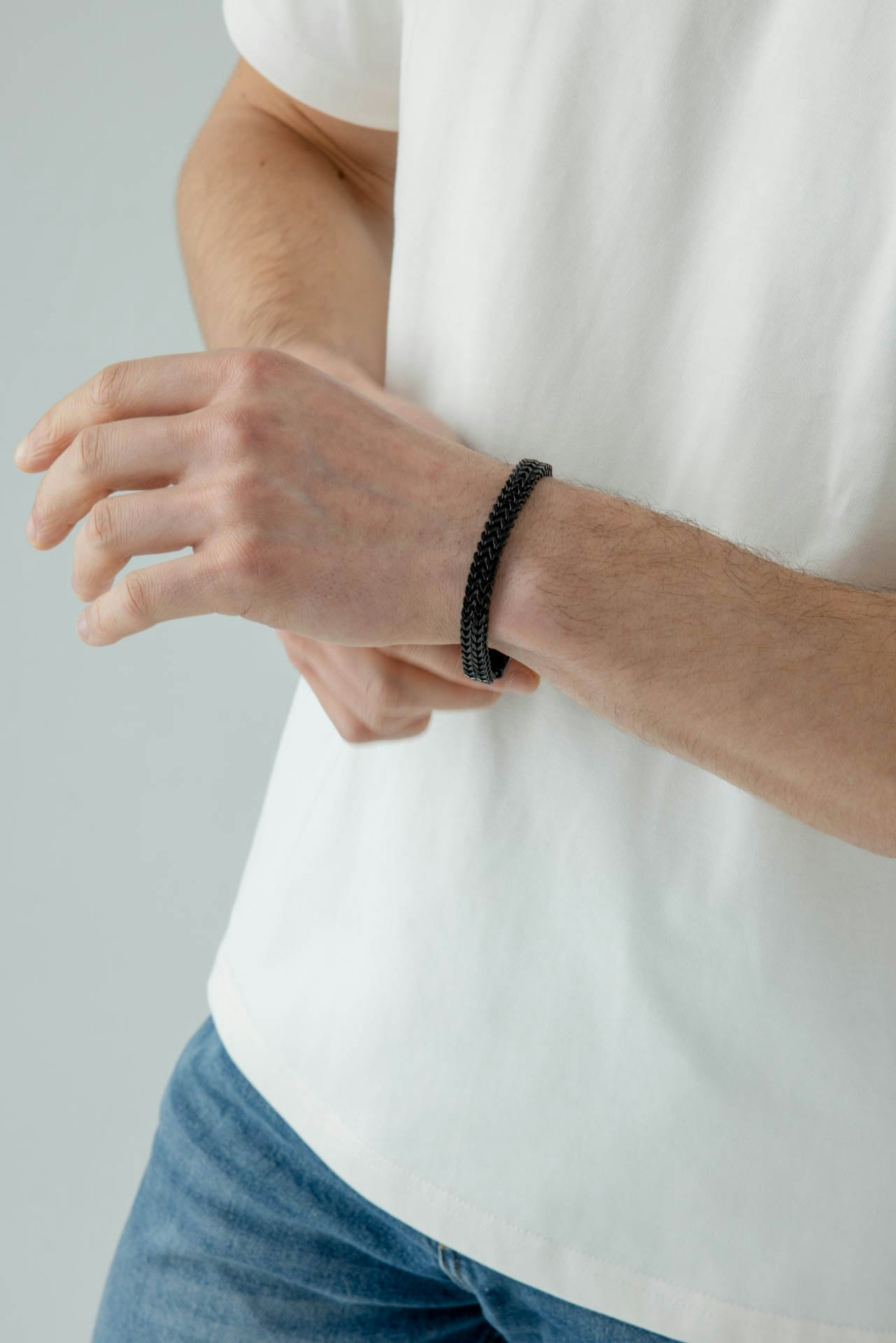 Svnx Men's Black Double Franco Chain Bracelet In - 21Cm - Stainless Steel