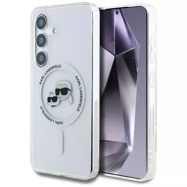 Karl Lagerfeld Button Karl & Choupette Heads Printed Logo Case With Magsafe For Samsung Galaxy S25 6.2" Clear - Klhms25shlskch