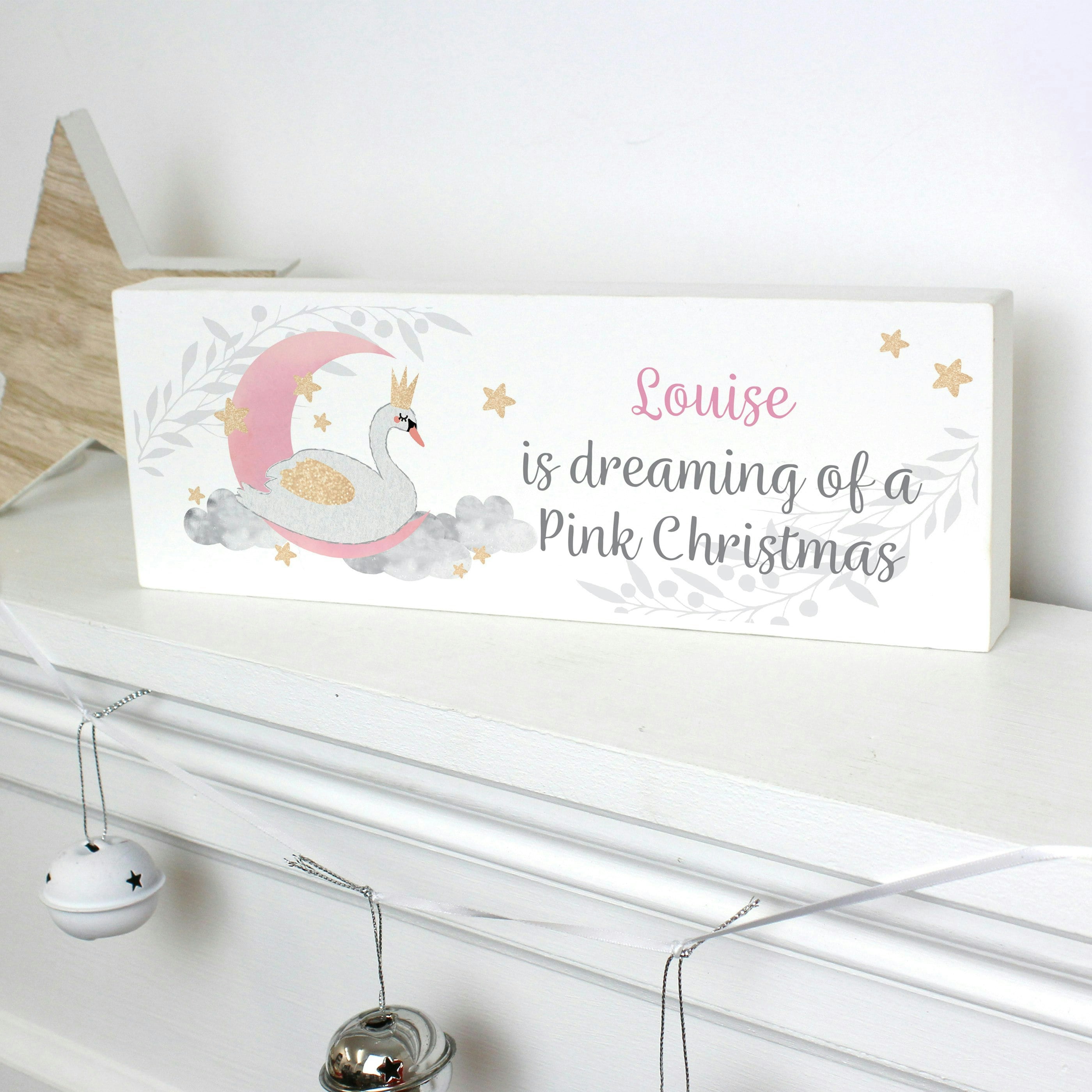 Rackhams Girls Personalised Swan Lake Wooden Mantel Decoration