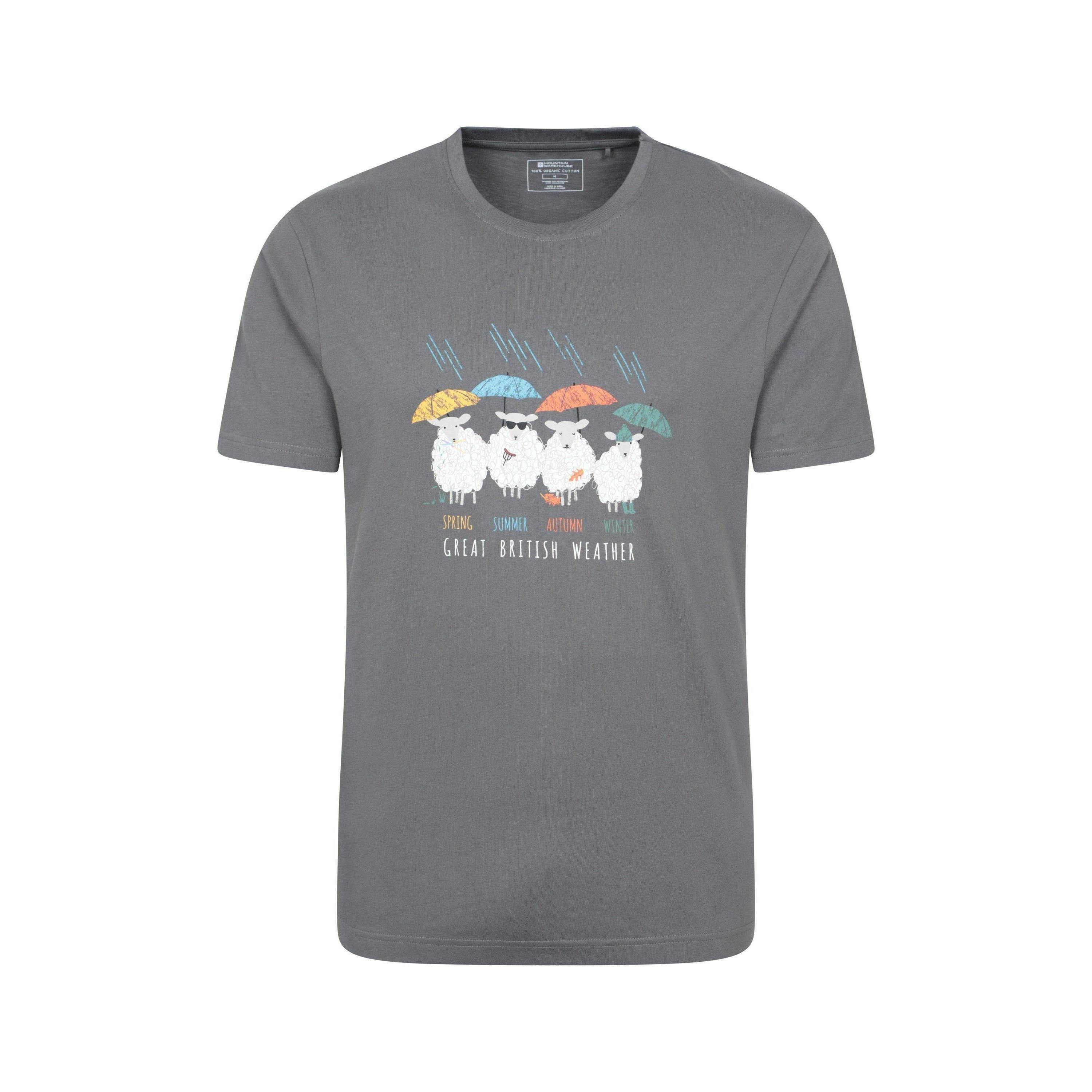 Mountain Warehouse Men's Great British Weather T-Shirt - Charcoal - Xs - Charcoal - 100% Organic Cotton