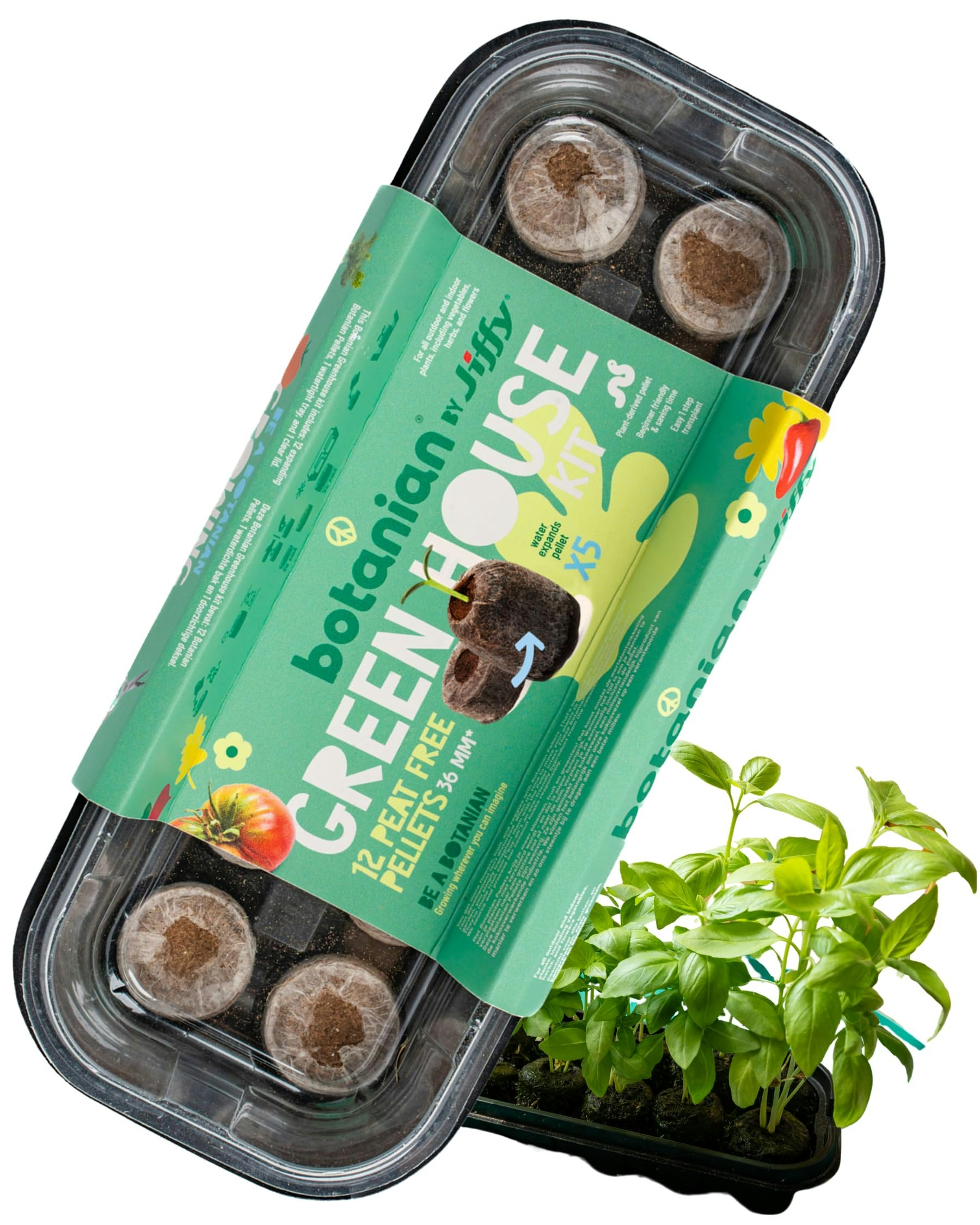 Botanian By Jiffy Complete Mini Greenhouse Kit With 12 Peat Free Pellets