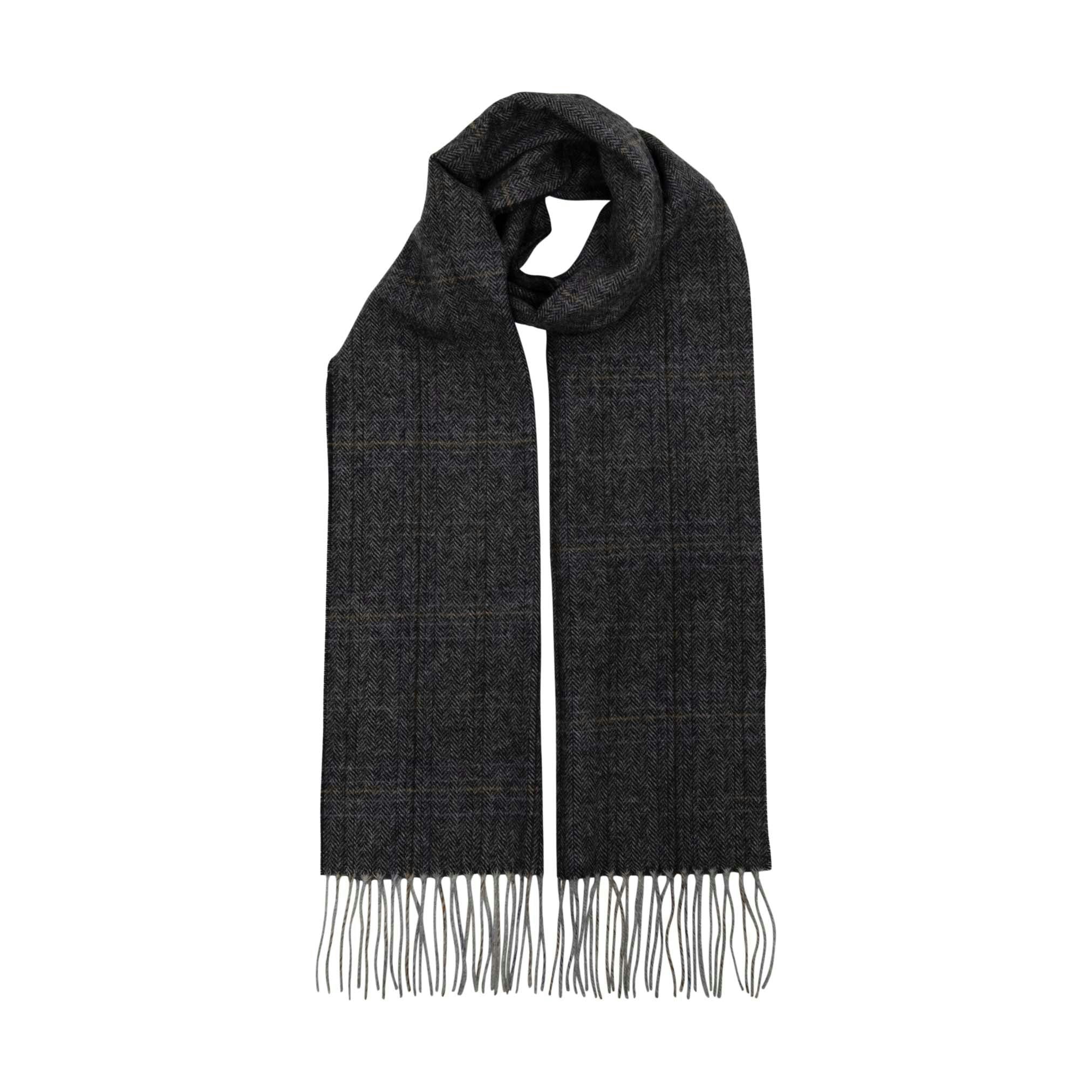 Heritage Traditions Grey Pure Wool Herringbone Scarf - Herringbone