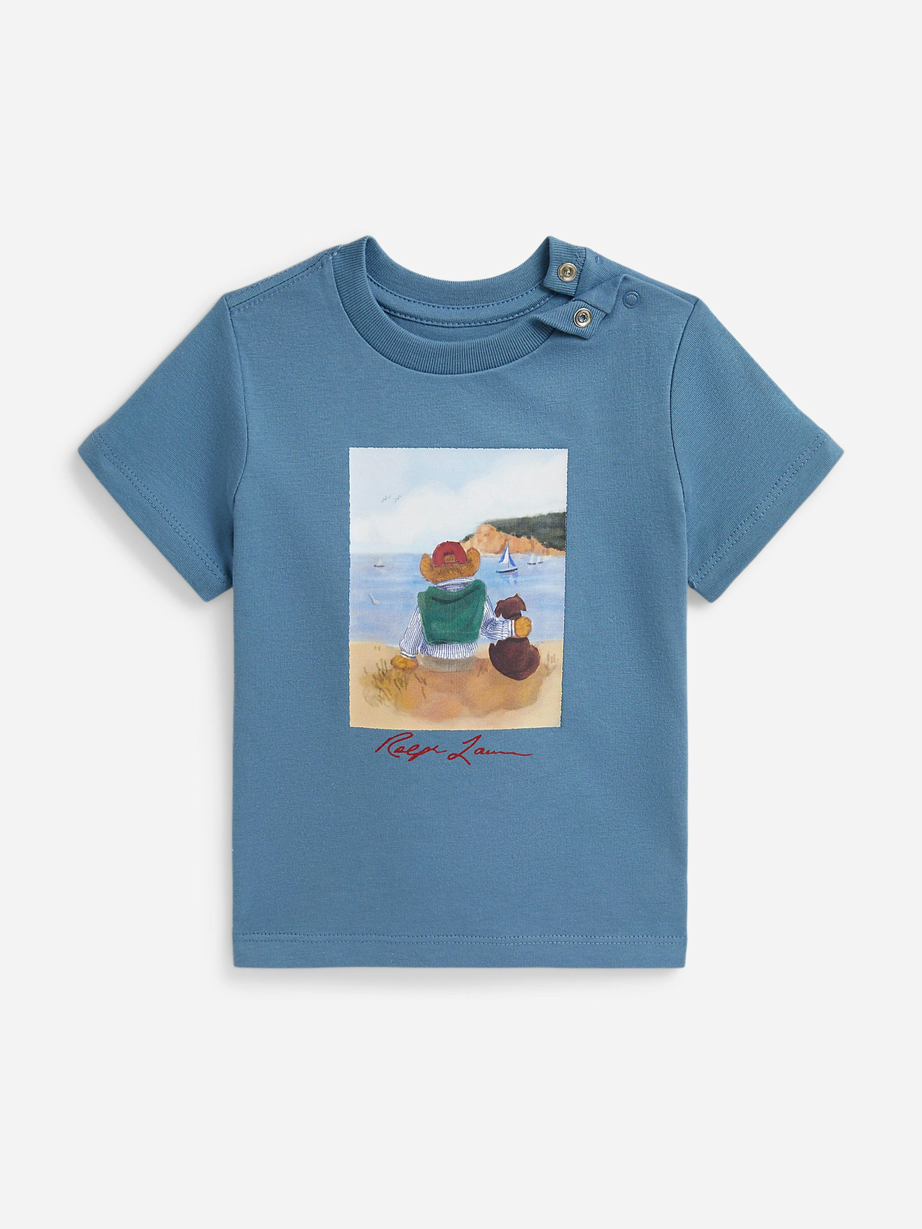 Ralph Lauren Kids Boys Blue Ralph Lauren Baby Polo Bear Graphic Print T-Shirt In - 3 Mths