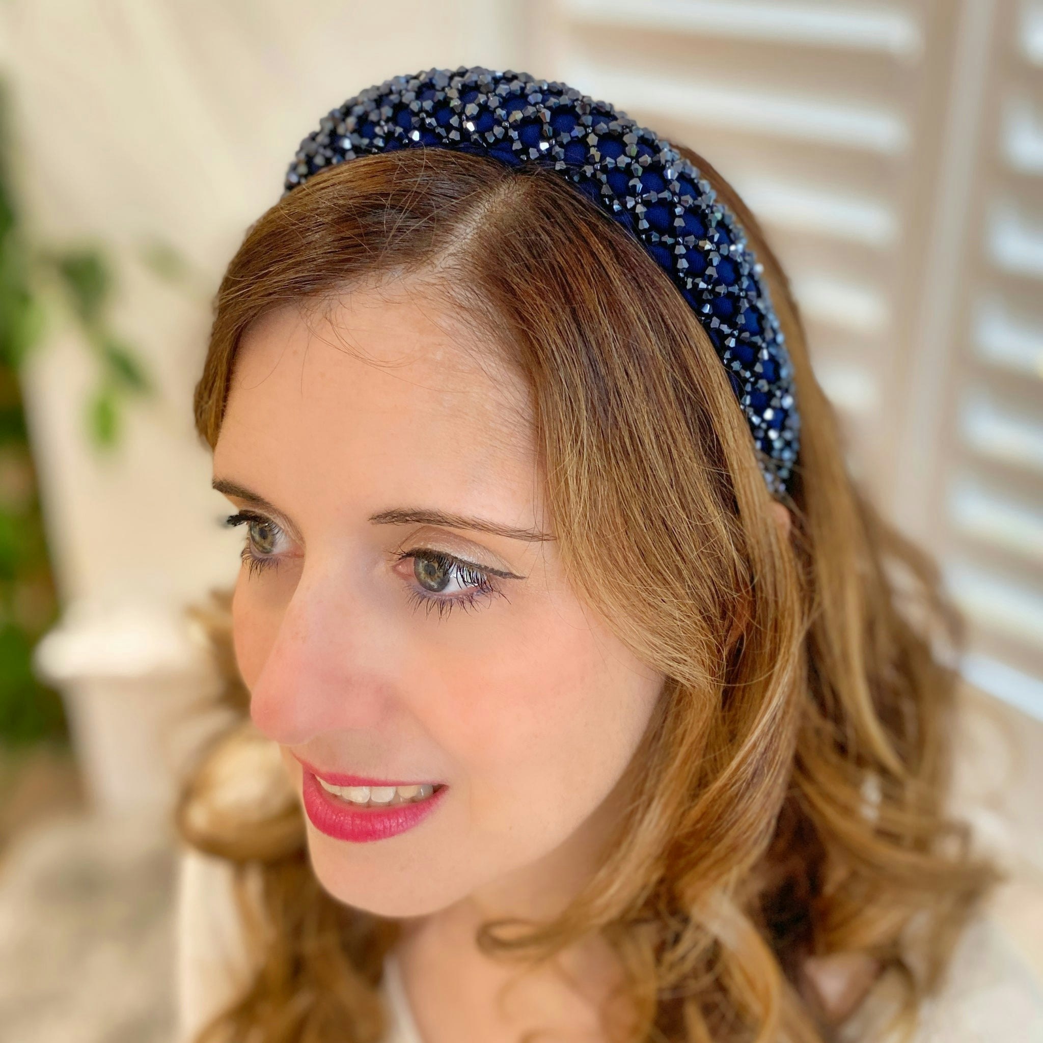 Queenmee Accessories Navy Sparkly Headband Beaded Headband