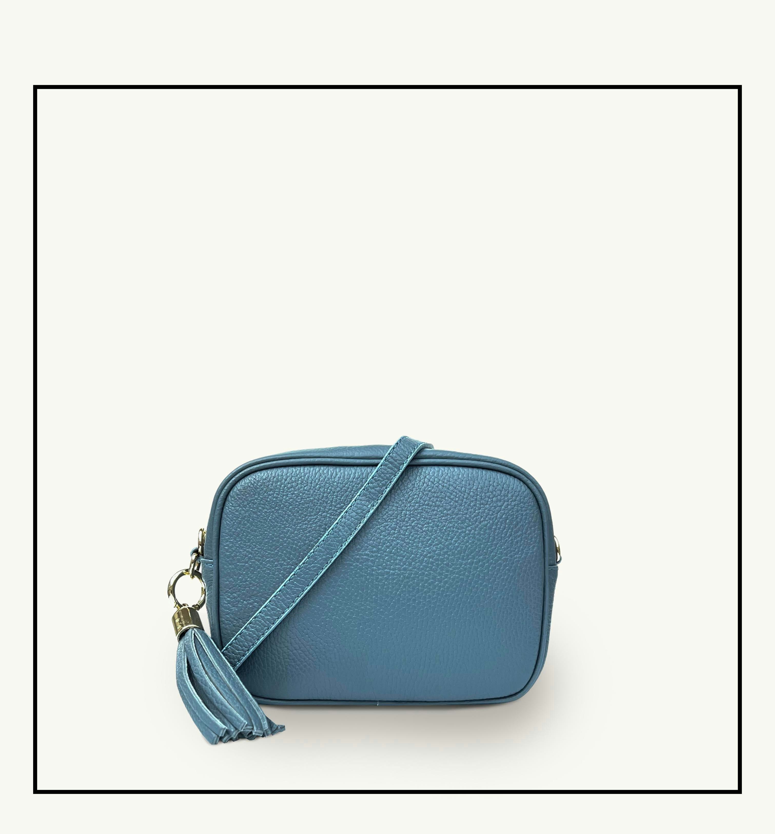 Apatchy London Blue The Tassel Leather Crossbody Bag - Denim