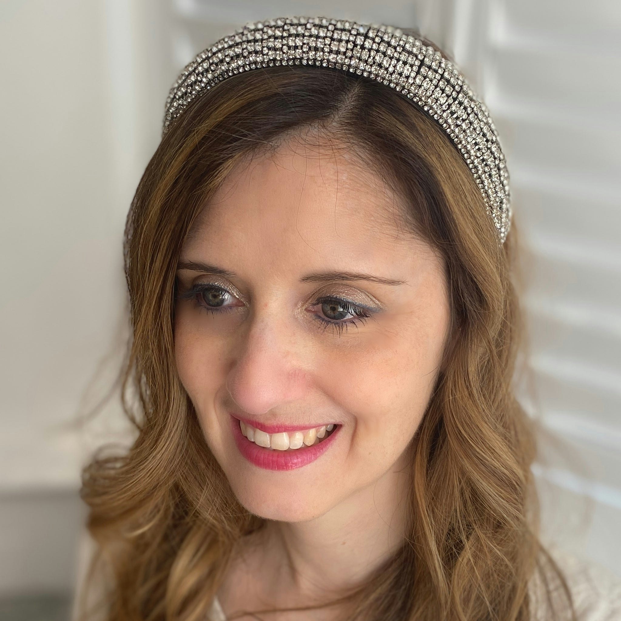 Queenmee Accessories Silver Headband Statement Hair Band Crystal Headband