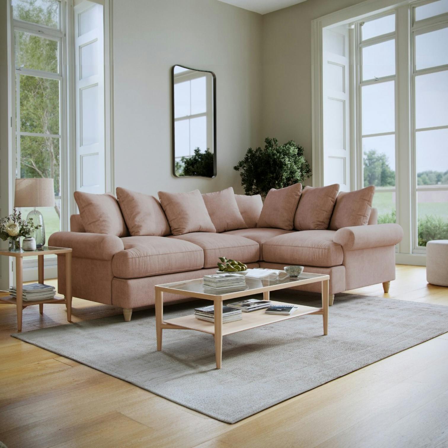 Rackhams Pink Brentwood Right Hand Corner Sofa - Soft