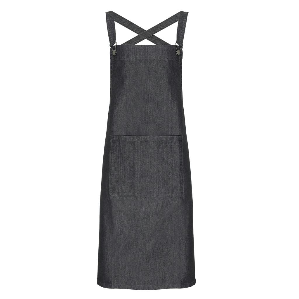 Premier Unisex True Black Cross Back Barista Bib Apron In - Image 3