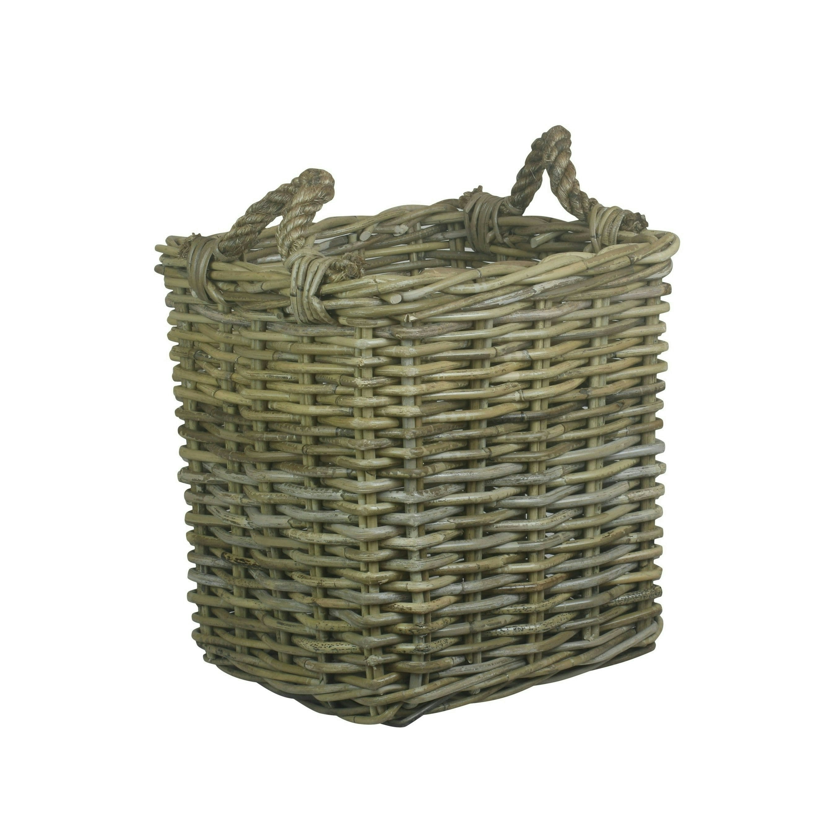 Red Hamper Red/Grey/Brown Hamper Square Rattan Log Basket - Small