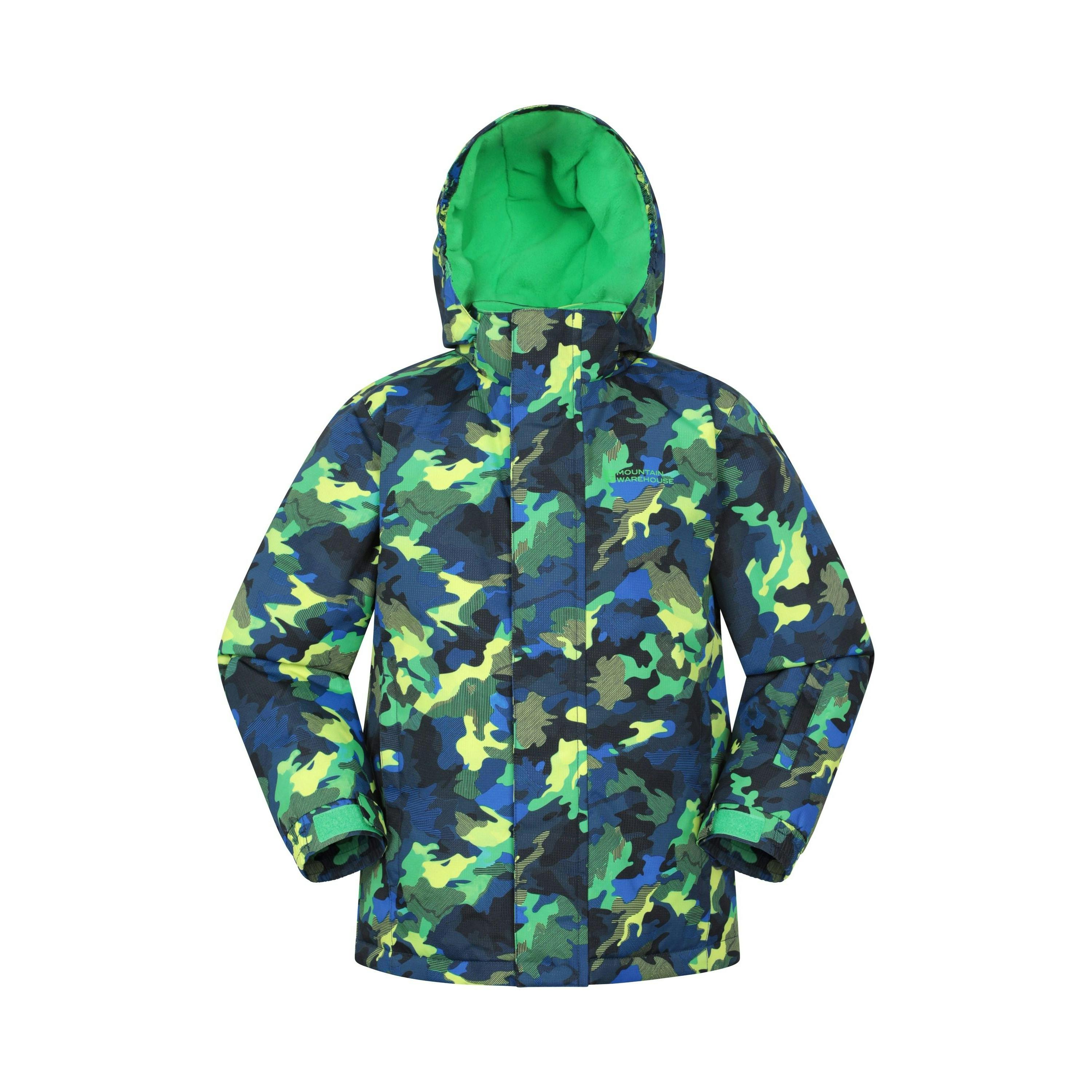 Mountain Warehouse Green Kids Mogal Geometric Ski Jacket - Bright - 13 Years - Bright - 100% Polyester