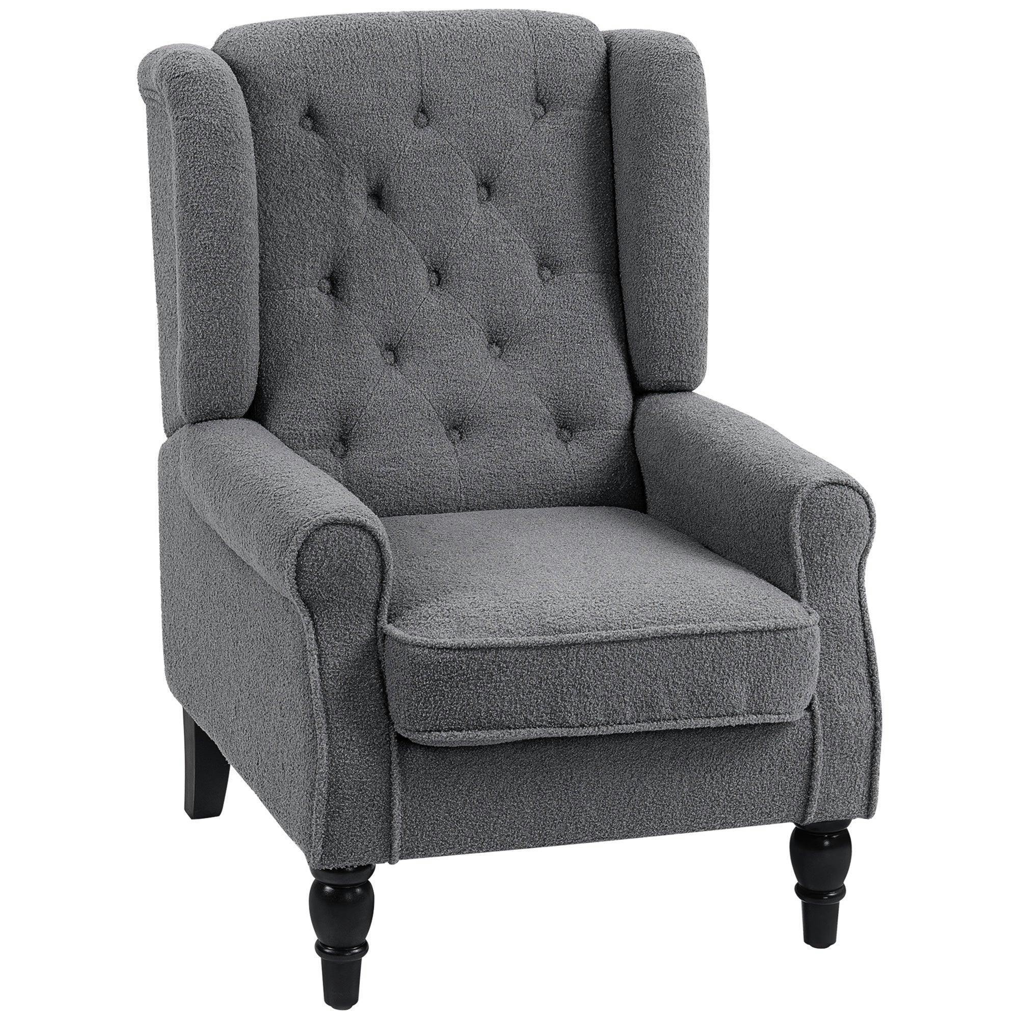 Homcom Unisex Dark Grey Accent Armchair Retro Tufted Club Home Furniture Fabric Charcoal Grey In Large - Image 6