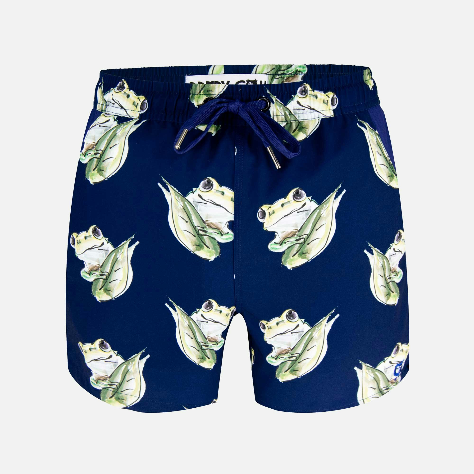 Randy Cow Men's Green Frogs - Swim Shorts - S