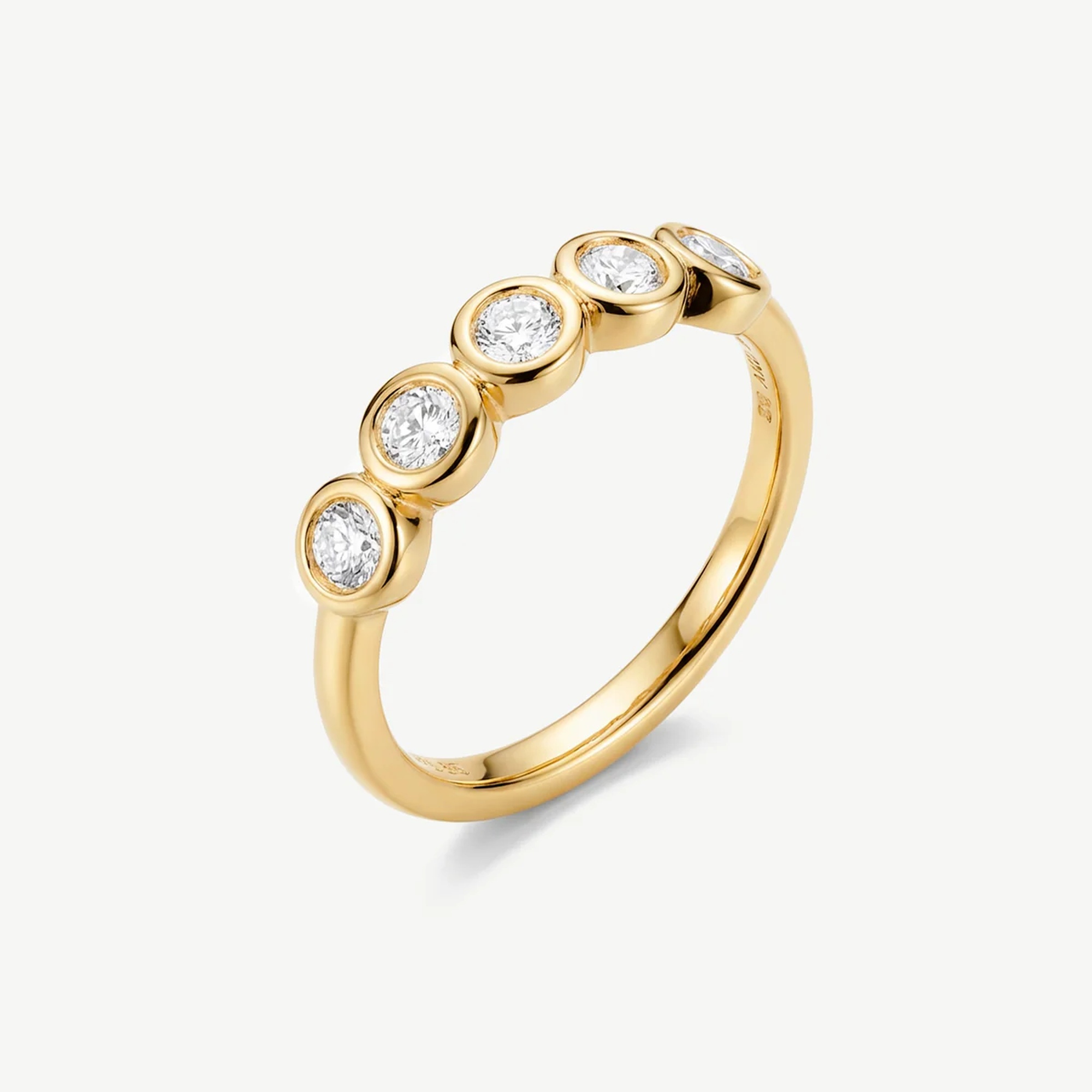 Muchv Gold Dainty Ring With Bezel Moissanite Stones - Uk M | Us 6 | Eu 52