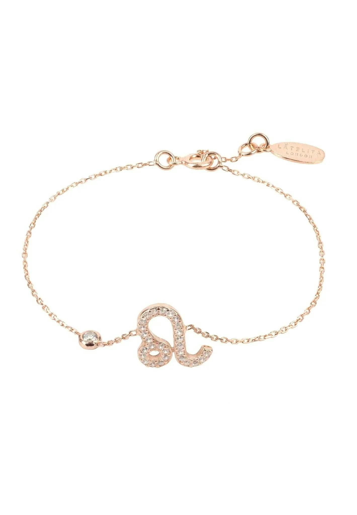 Latelita Silver/White/Light Zodiac Horoscope Star Sign Bracelet Leo - Rosegold
