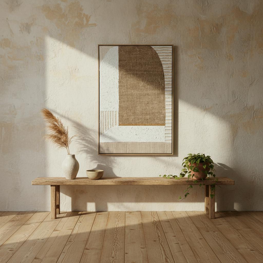 Rackhams Monodendri Textured Woven Plaster Hand Painted Canvas In Frame