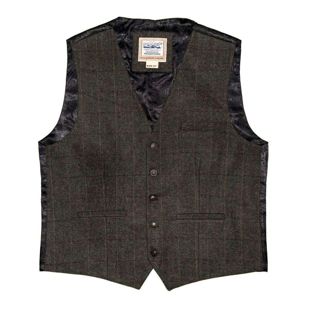 Heritage Traditions Grey Heritage Tweed Waistcoat - Extra Large 44" - Box Herringbone