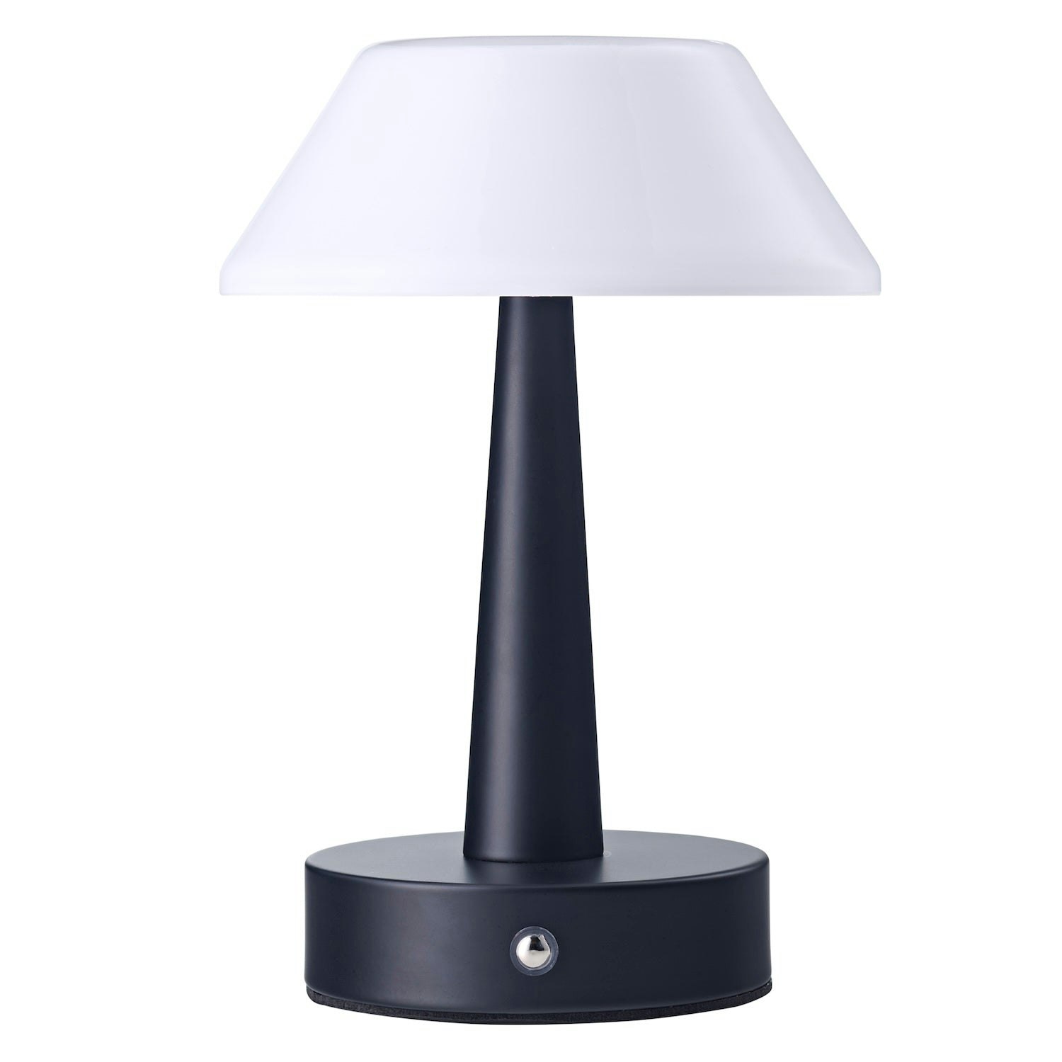 Rackhams Black/White Matt Rechargeable Touch Dimmable Table Lamp With Opal Domed Shade