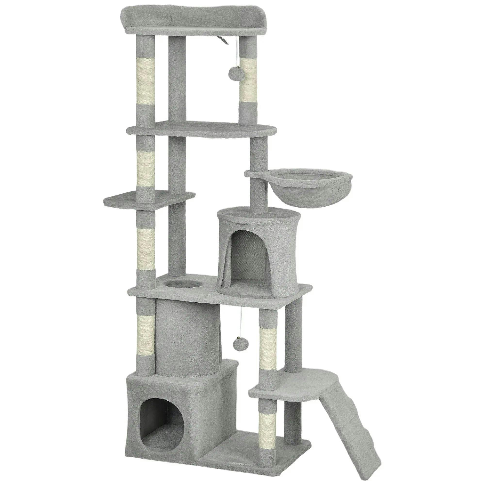 Pawhut Unisex Light Grey 170 Cm Cat Tree, Large Cat Tower With 7 Scratching Posts, - Image 4