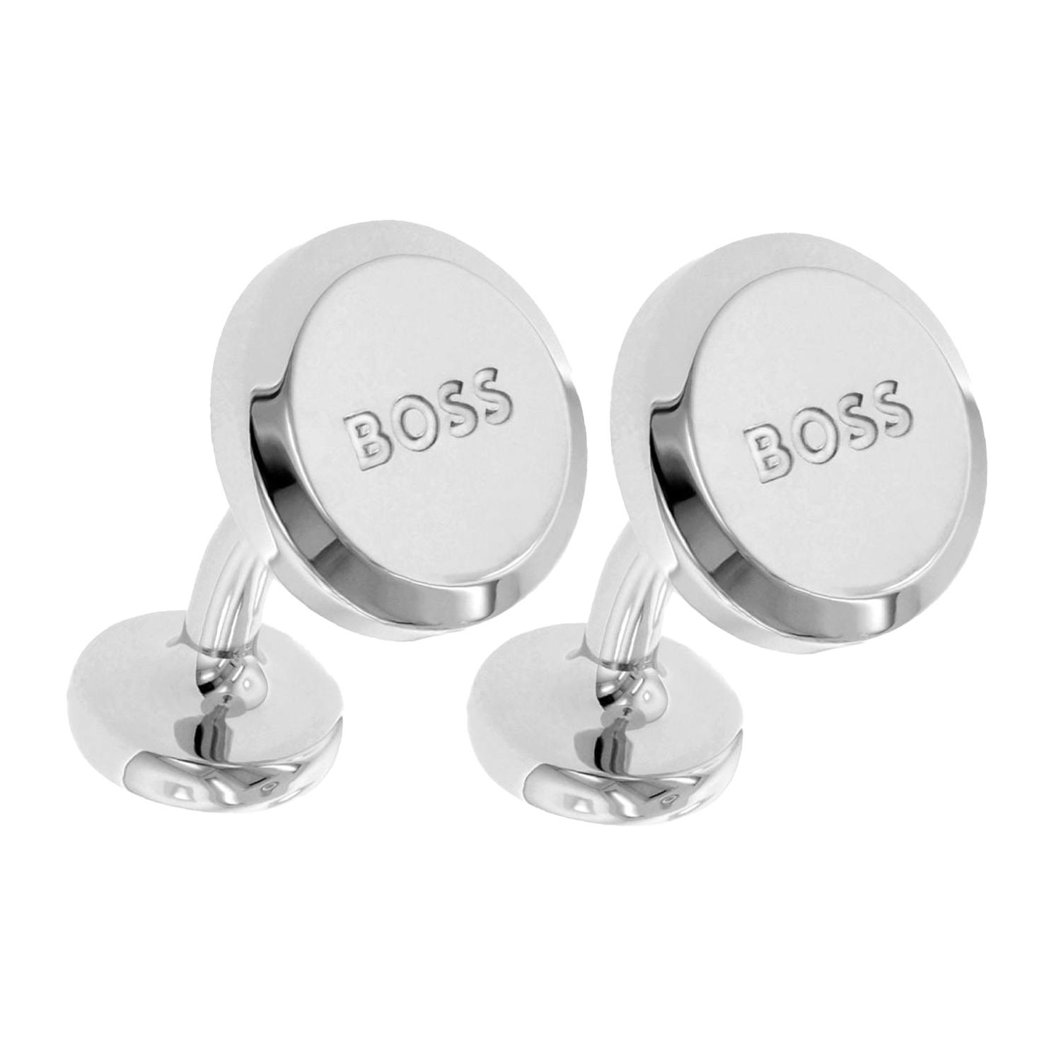 Boss Silver Polished Logo Cufflinks - One Size - 100% Metal