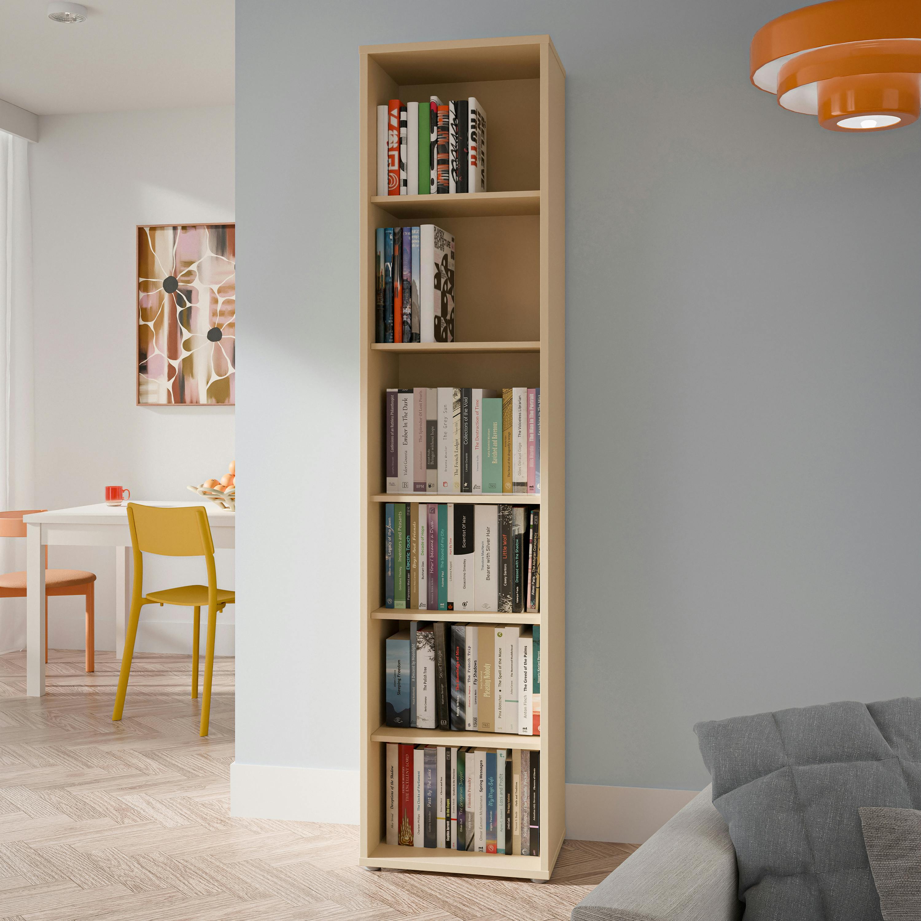 Rackhams Yellow Alice Springs Tall Narrow Bookcase With 5 Shelves In Butter - Manufactured Wood - 1 - Butter