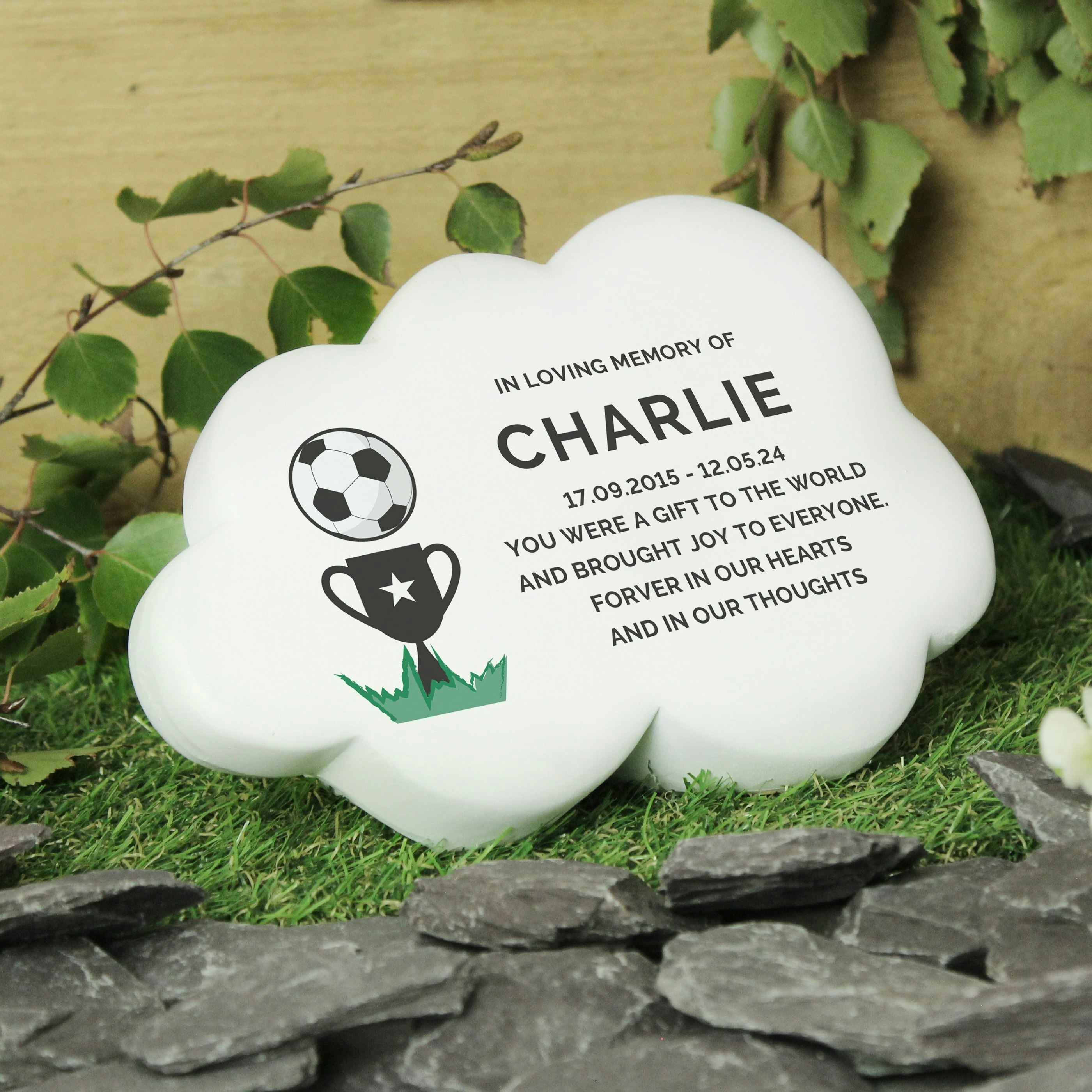 Personalised Memento Company Personalised Football Resin Memorial Cloud