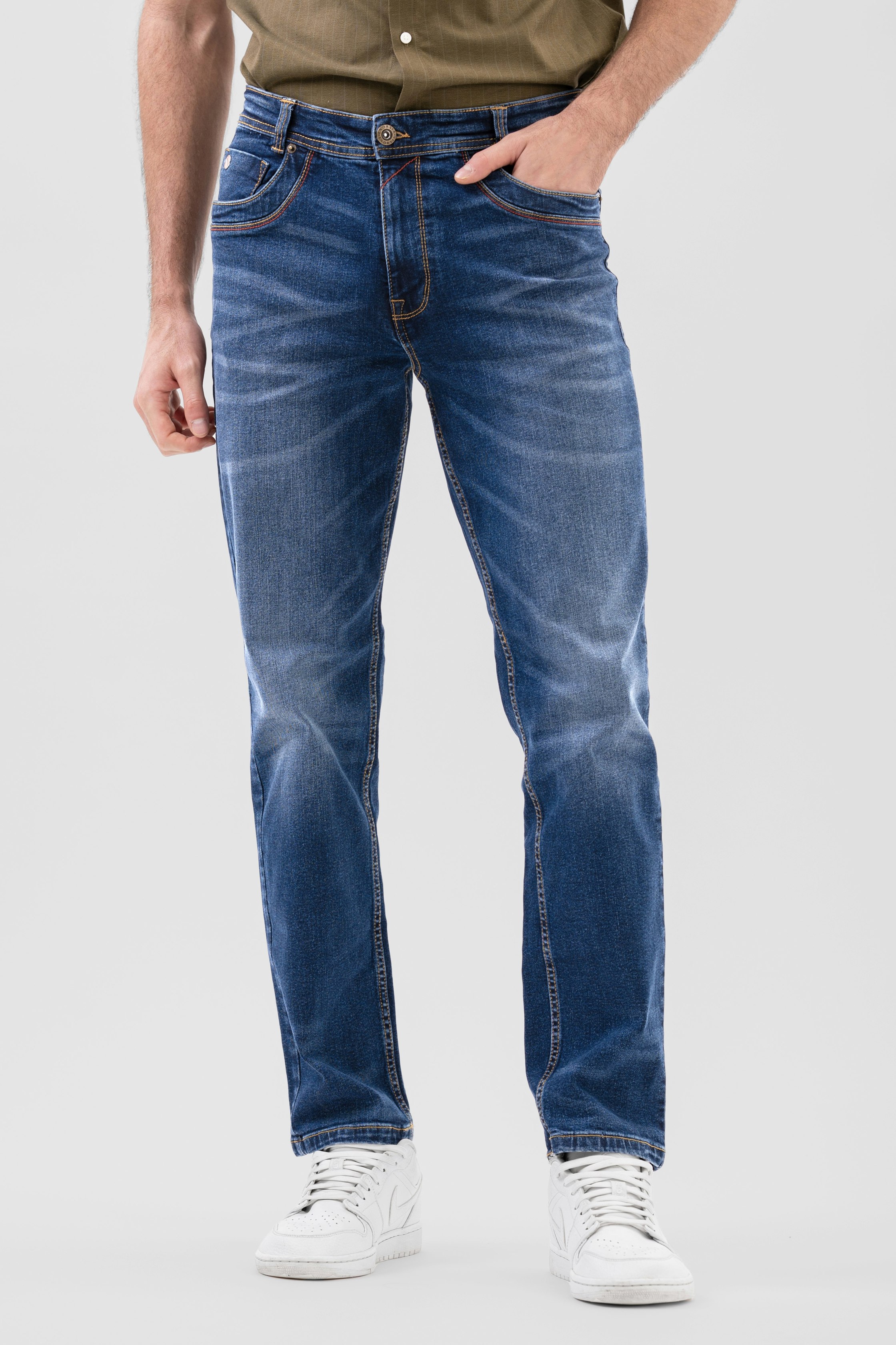 Enorsia Blue Authentic Straight Leg Jeans - 36 - Deep - 98.5% Cotton, 1.5% Spandex