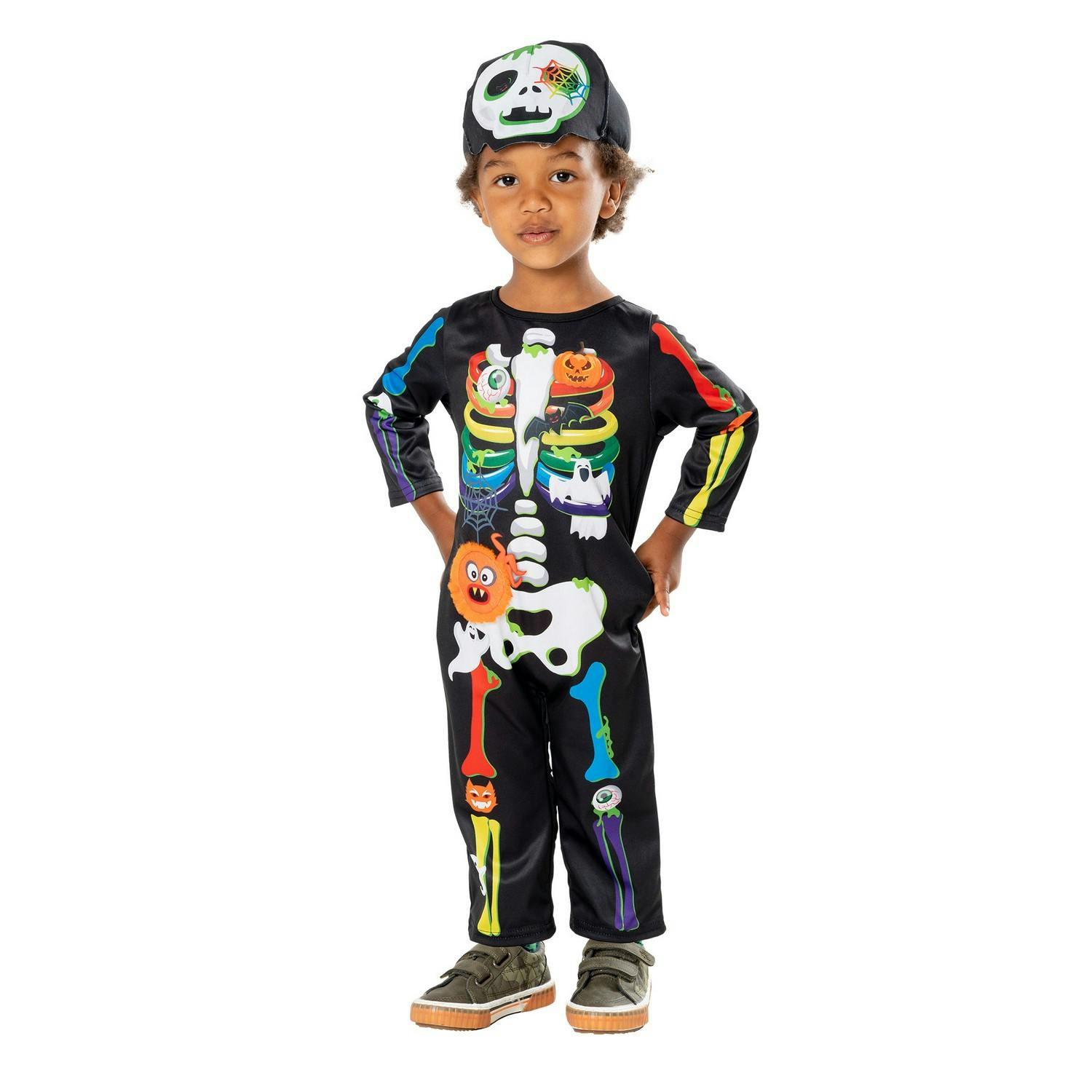 Bristol Novelty Black Childrens/Kids Rainbow Skeleton Costume - 2-3 Years