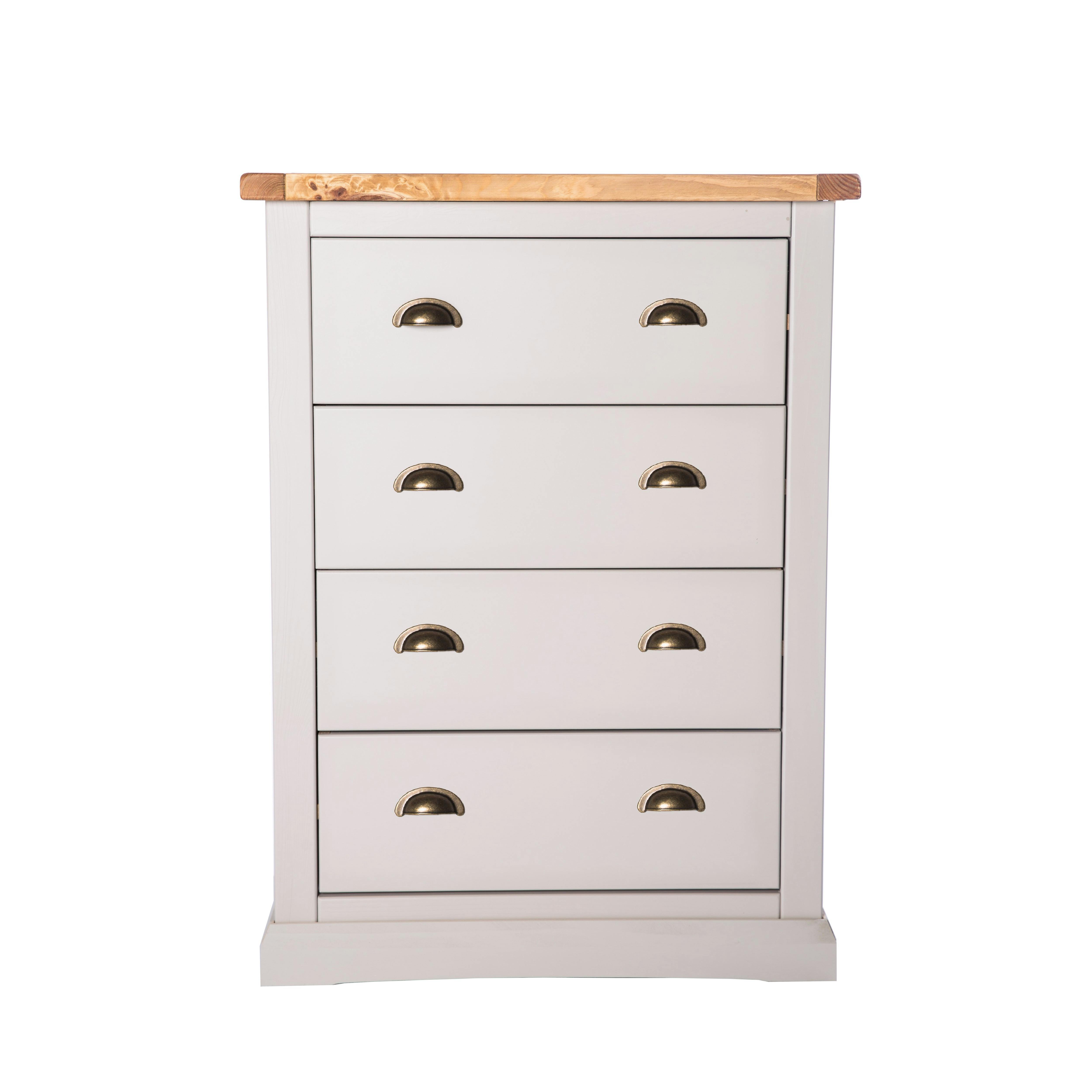 Cabinet Bits Light/Grey Loreo 4 Drawer Chest Of Drawers Brass Cup Handle