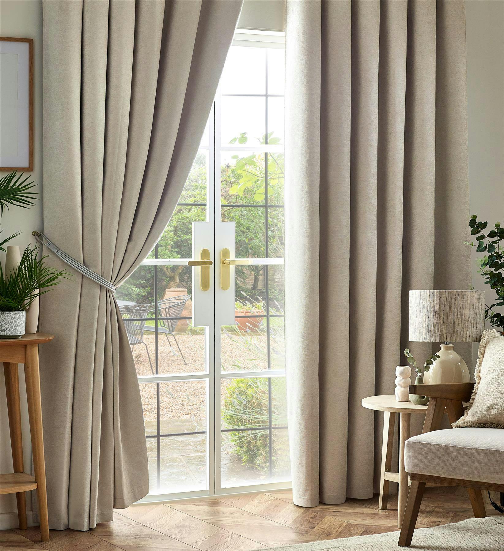 Rackhams Cream Chenille Blackout Pencil Pleat Top Curtains - 117Cm Width X 137Cm Drop