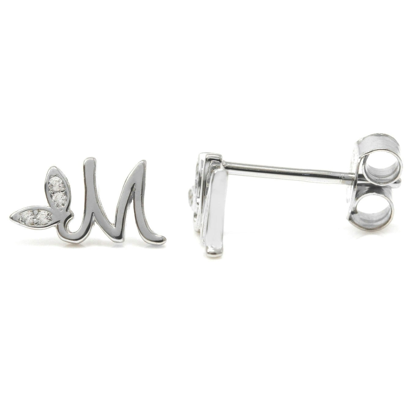 Say It With Unisex Silver Winged Initial Earring Pair - Sterling - M - Image 3