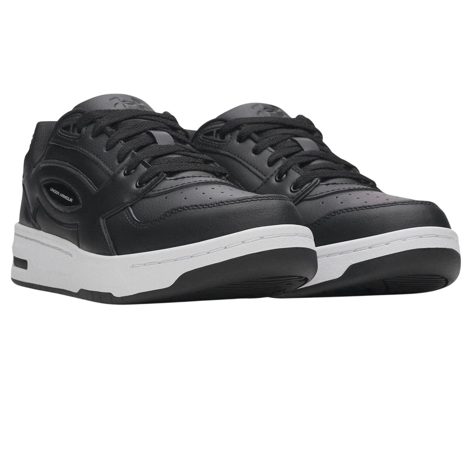 Under Armour Men's Black/White Low Cut Trainers - 9 Uk - 100% Mixed