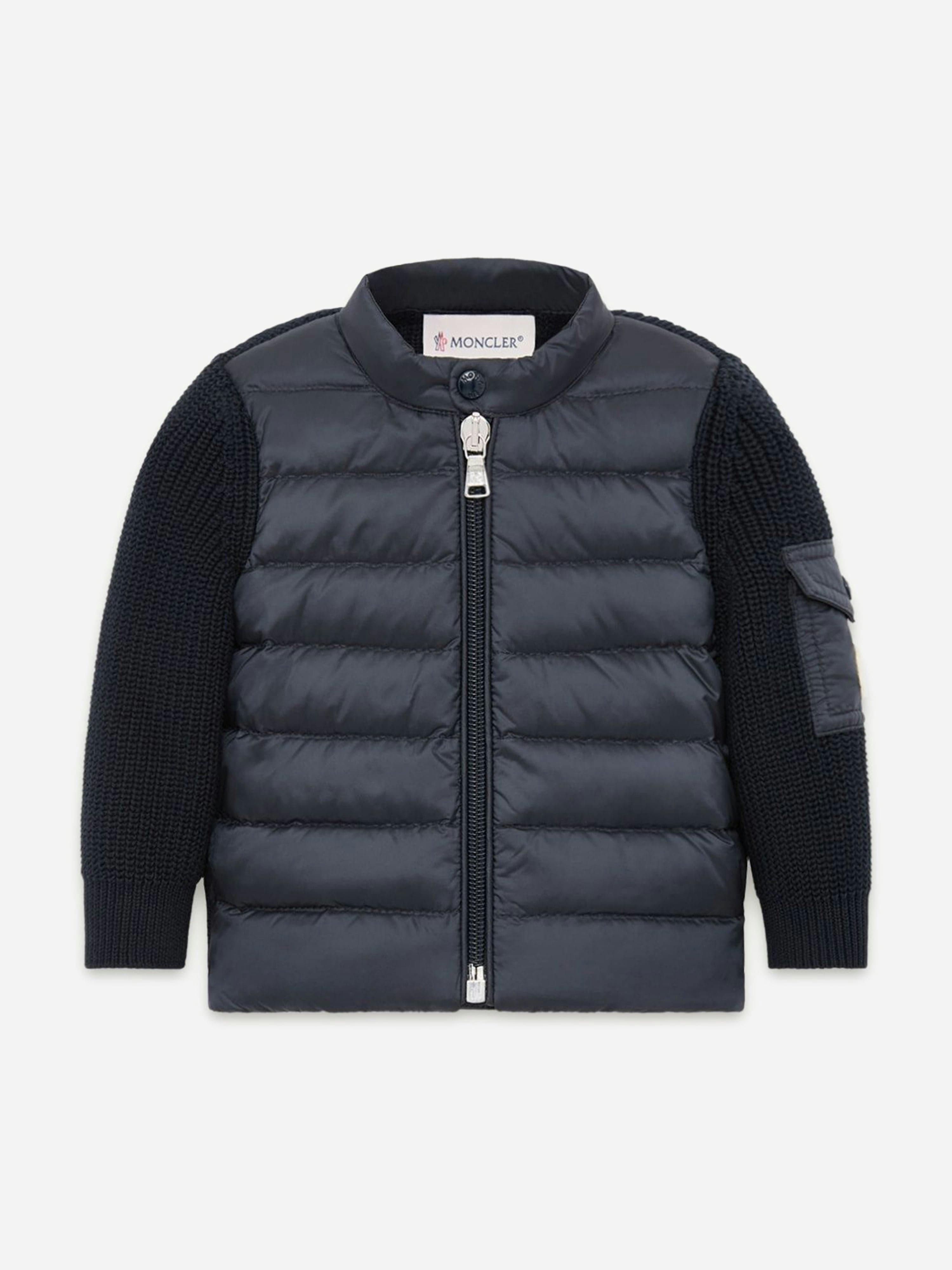 Moncler Enfant Baby Down Padded Zip Up Cardigan In Navy - Navy - 2 Yrs