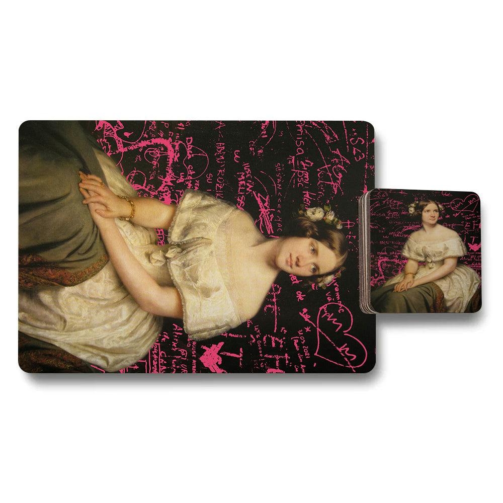 Benjamin Tate Design Set Of 12 Placemats And Coasters Designer Artwork With Wood Bottom