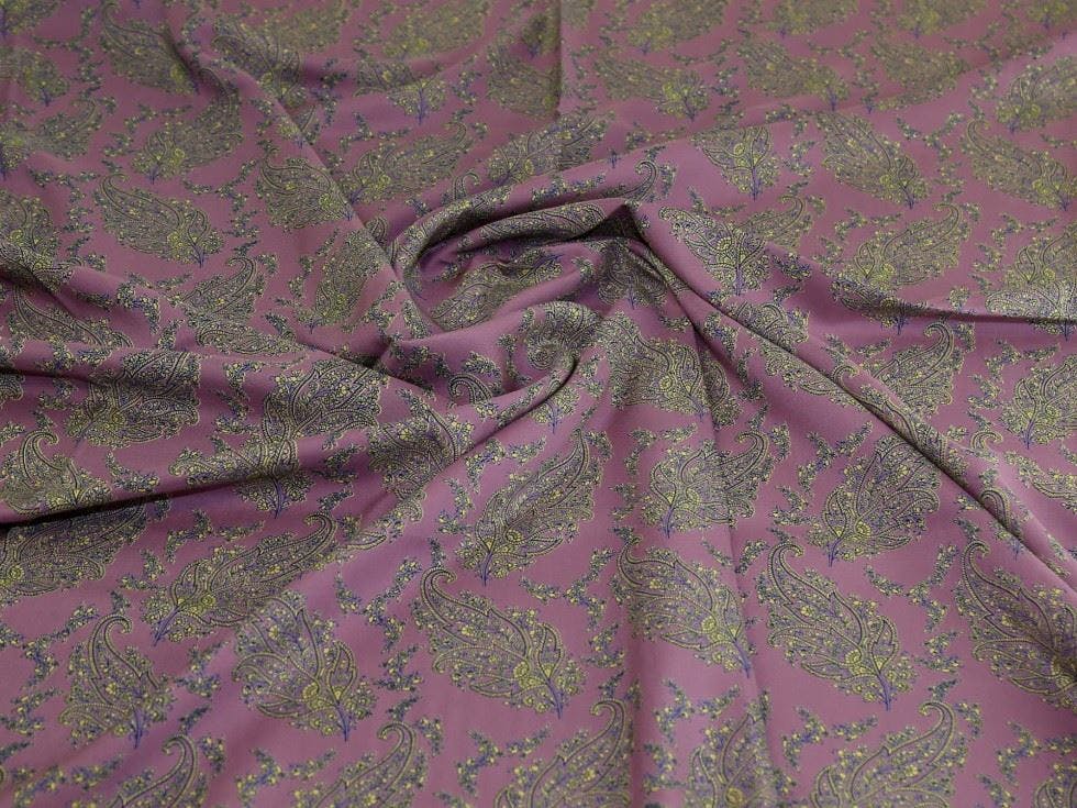 Minerva Core Range Mauve Minerva Deadstock Viscose Challis Fabric - Paisley Design Dressmaking Fabric, 140 Cm / 56" Wide - Per Metre