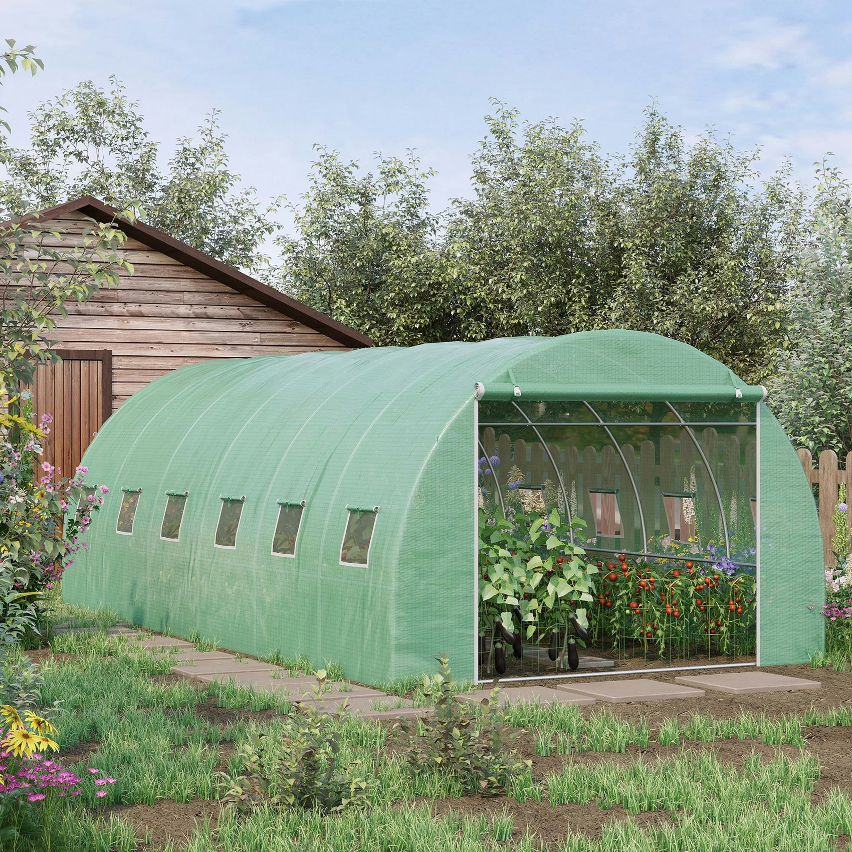 Rackhams Greenhouse Polytunnel Walk-In Flower Plant Steel 6 X 3 M Outdoor