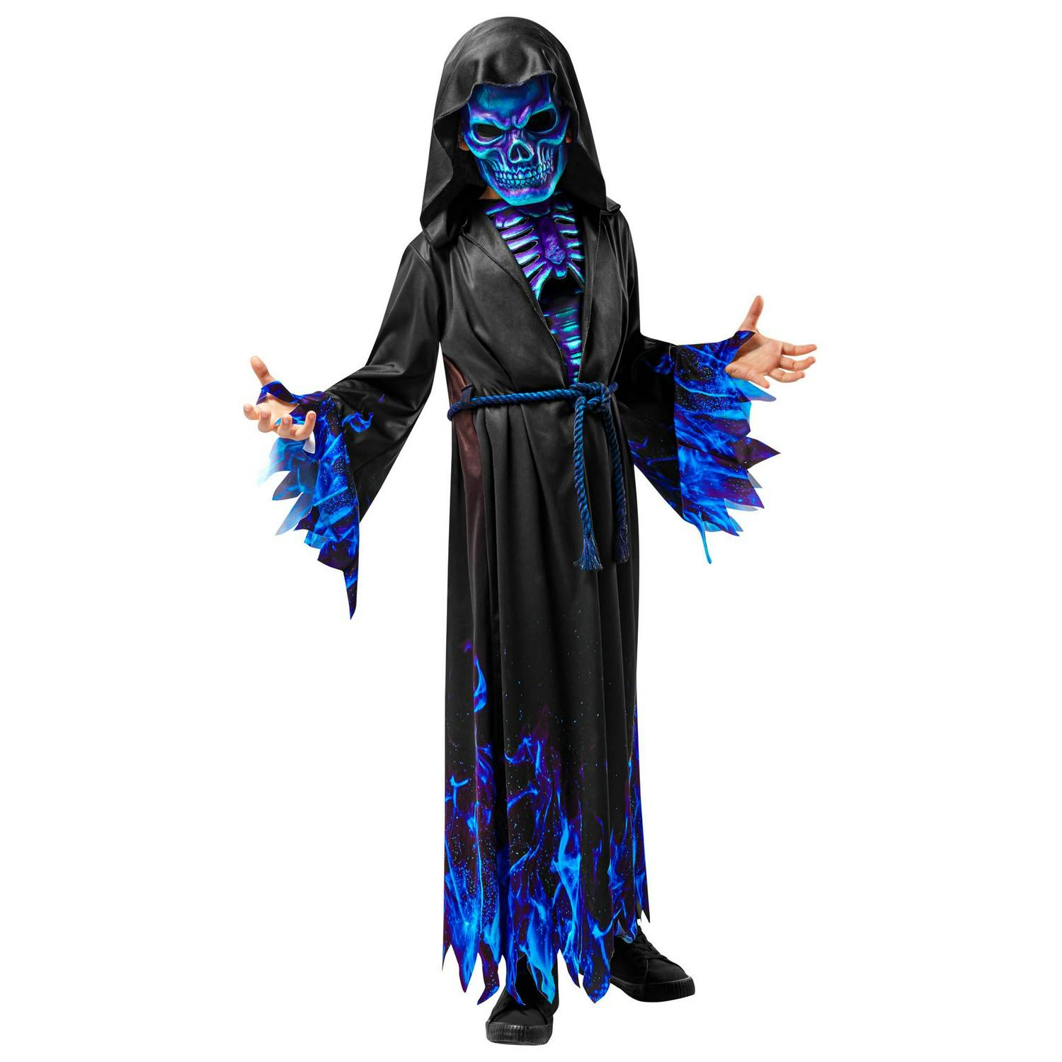 Bristol Novelty Black/Blue Kids Grim Reaper Costume - 7-8 Years