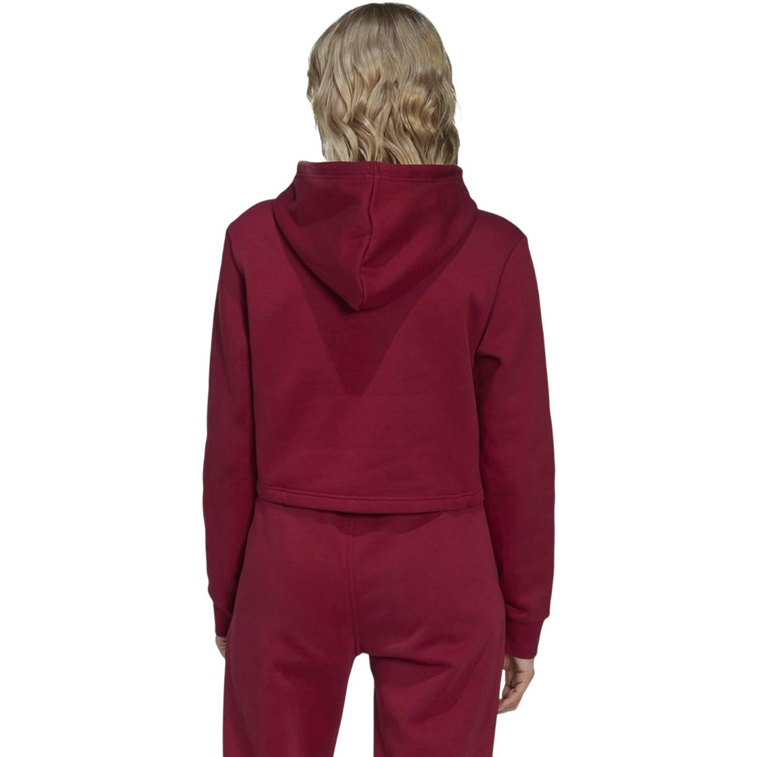 Adidas Women's Burgundy Originals Cropped Long-Sleeved Crop Hoodie - Xxl - 100% Cotton