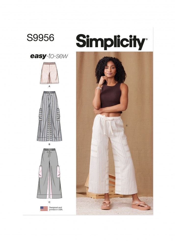 Simplicity Women's Sewing Pattern 9956, Shorts, Trousers For A (Xs-S-M-L-Xl-Xxl) - Easy - A (Xs-S-M-L-Xl-Xxl)