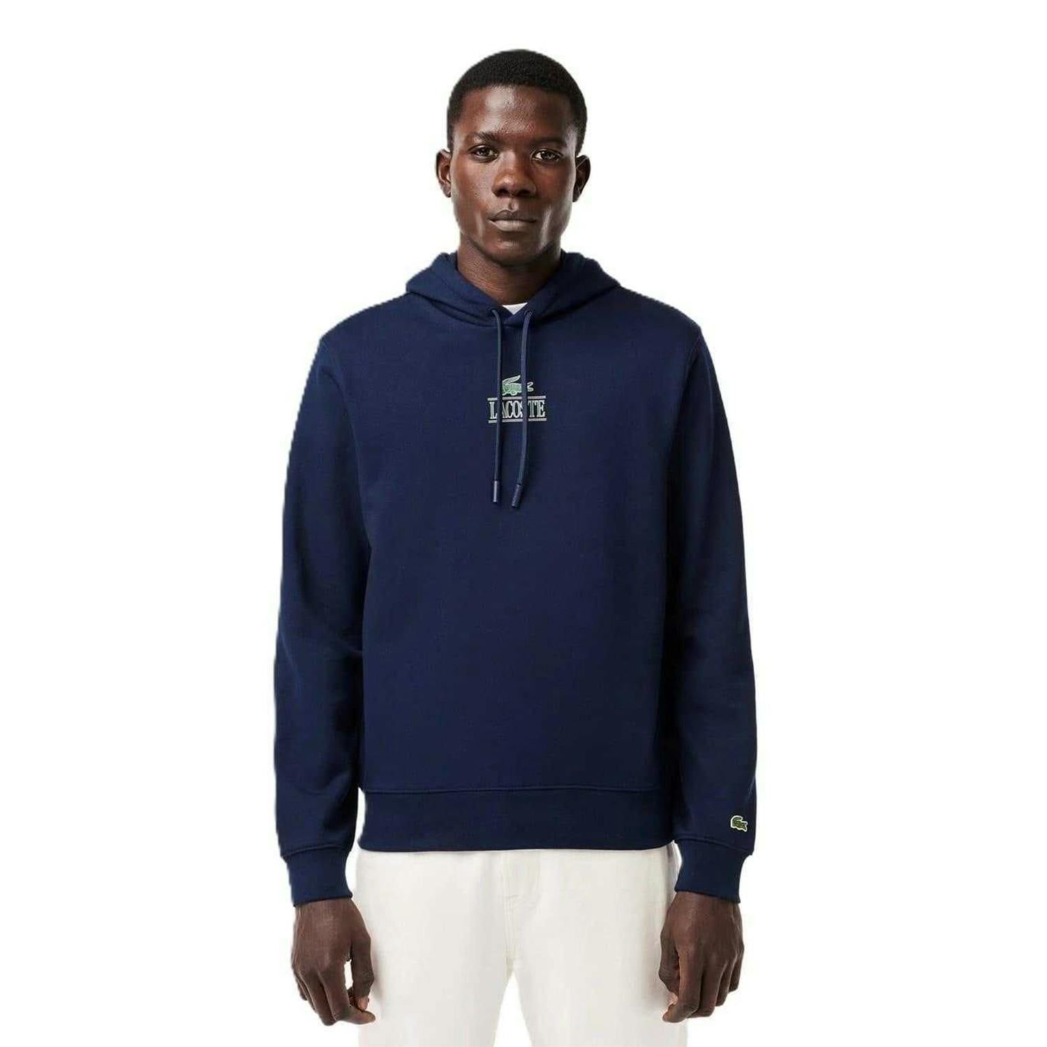 Lacoste Men's Blue Logo Hoodie - Navy - Xs - Navy - 100% Mixed