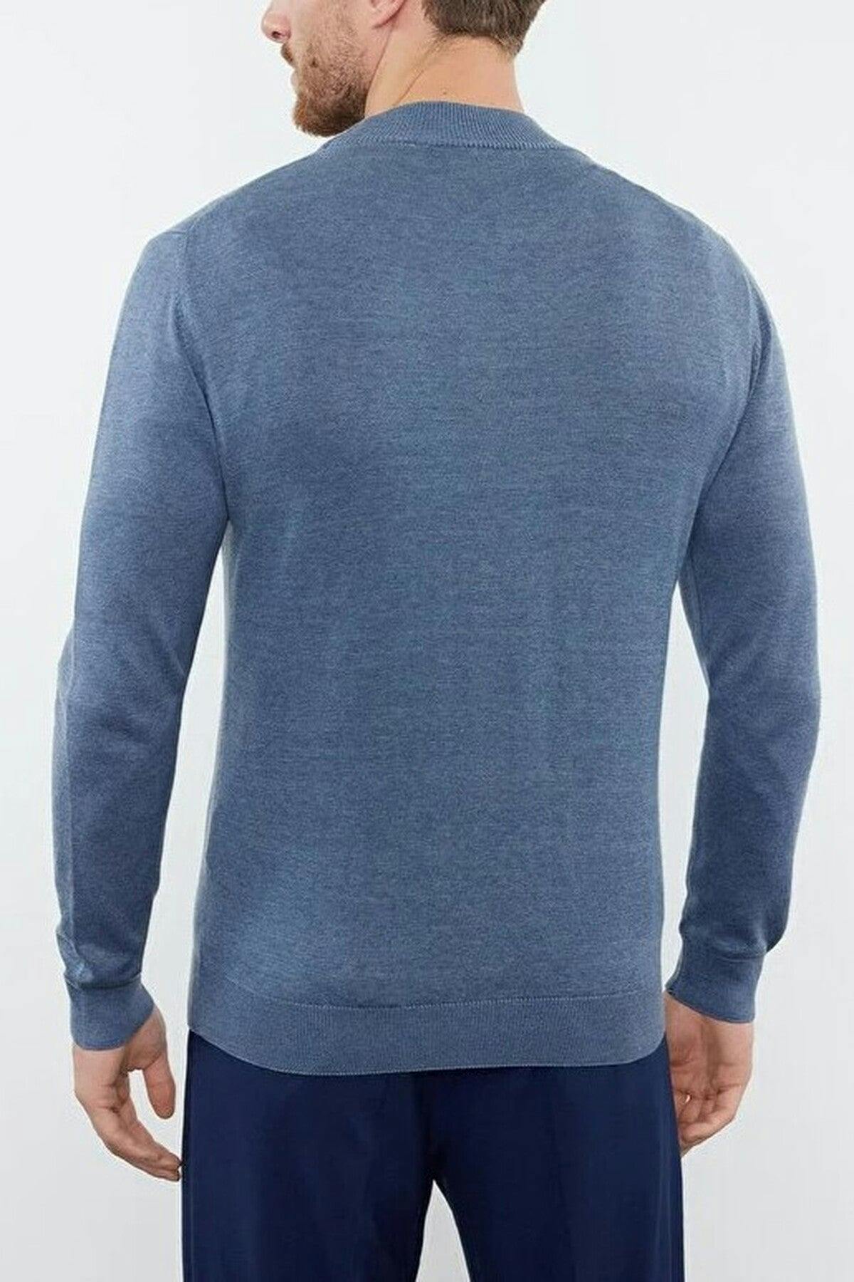 Wovcor Men's Blue Half Turtleneck Knit Sweater - Xxl