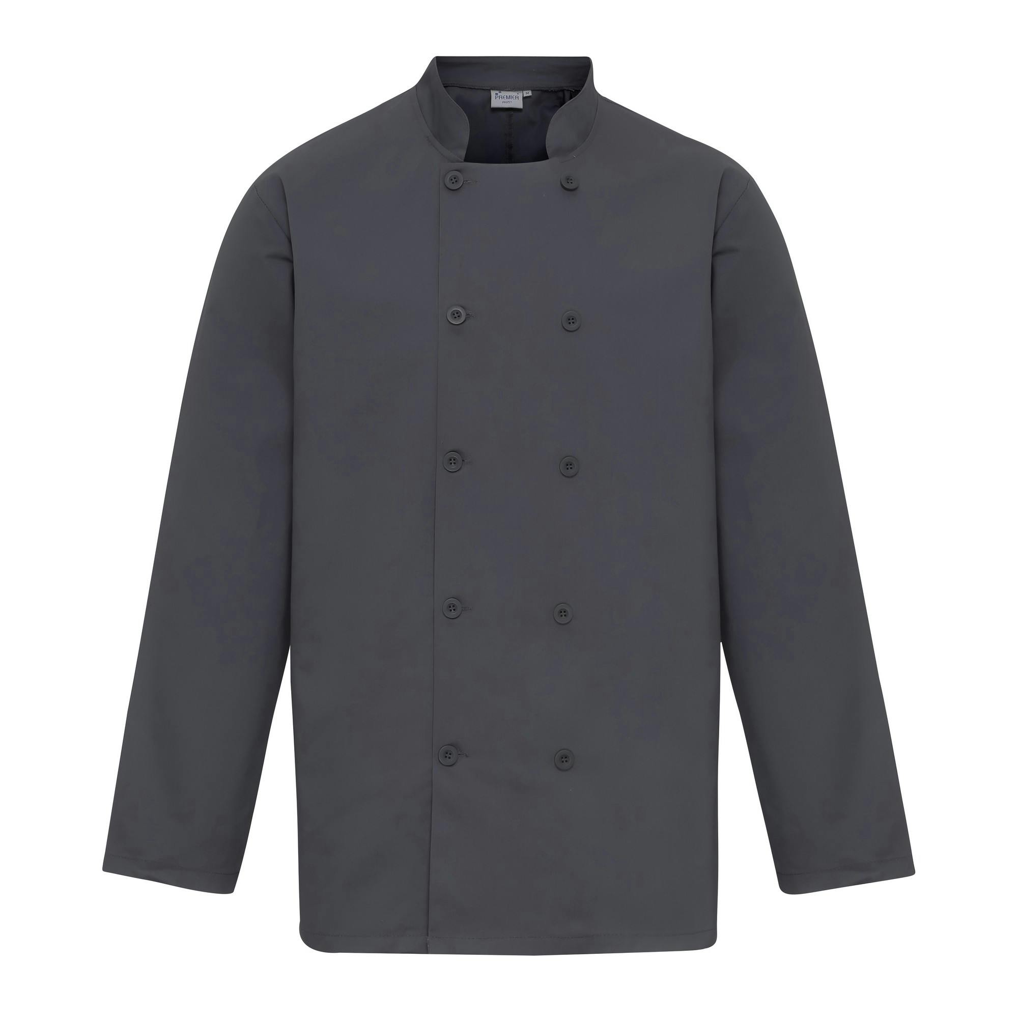 Premier Men's Dark Grey Chefs Jacket In | Size: Small - Image 2