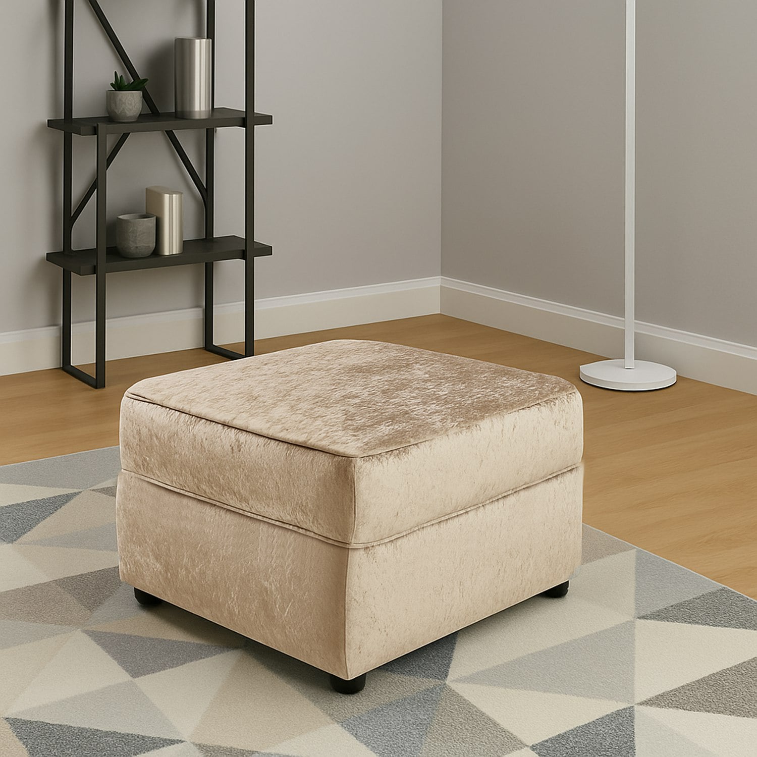 Furnishings For Less Black/Silver Chelsea / Crystal Crushed Velvet Footstool - Mink