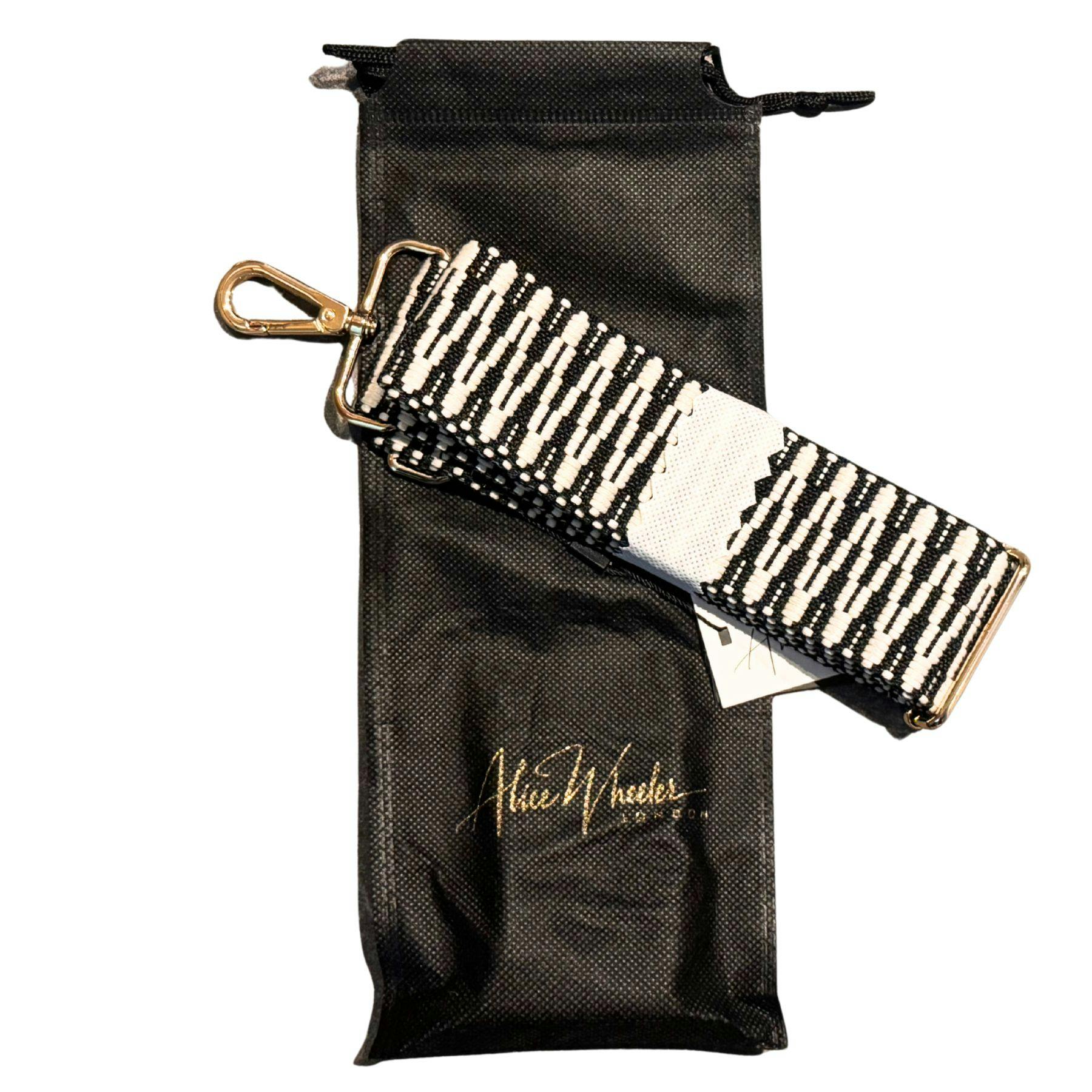 Alice Wheeler Black/Gold Zig Zag Cross Body Bag Strap With Fittings