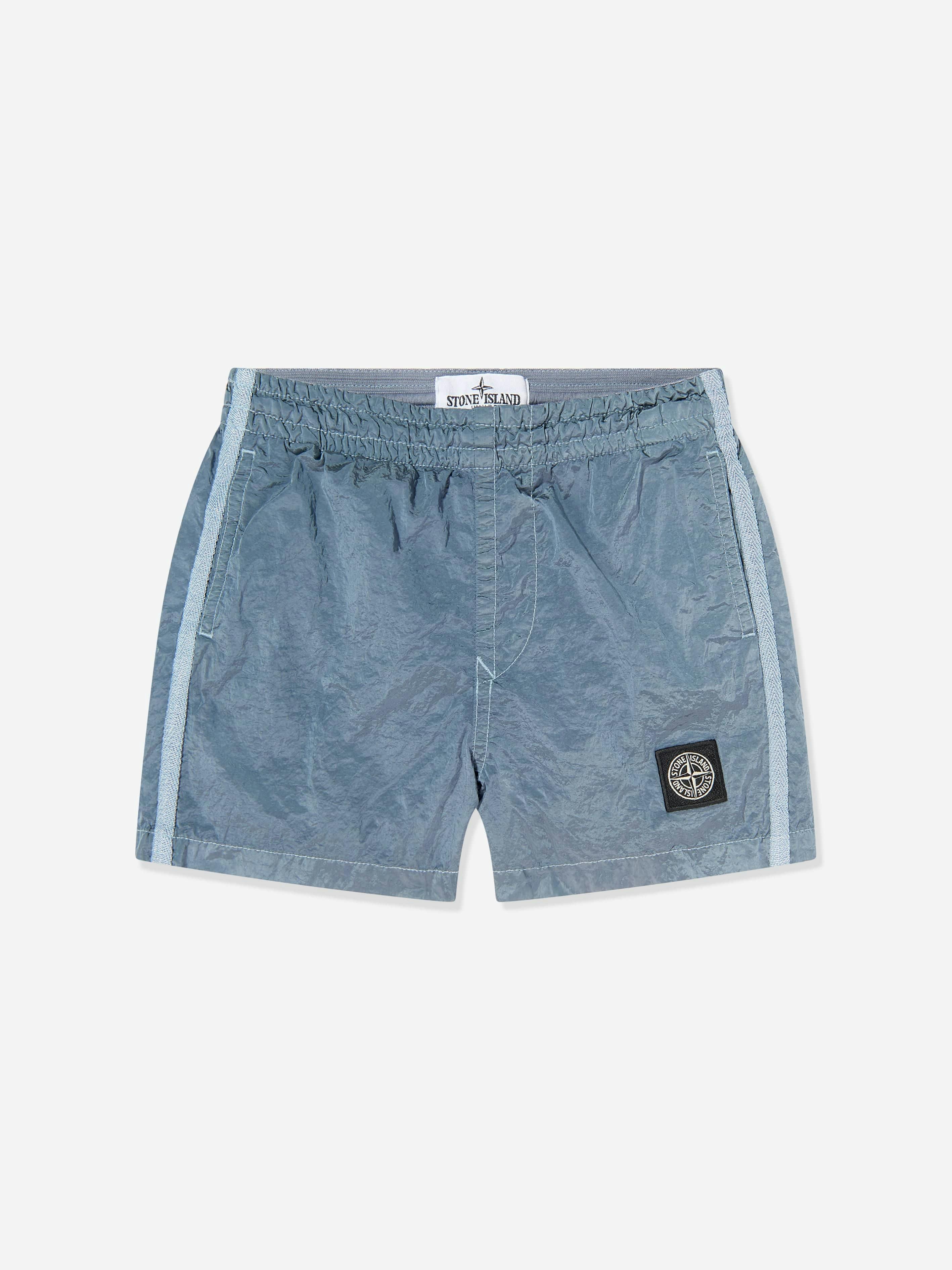 Stone Island Boys Blue Junior Compass Logo Swim Shorts In - 12 Yrs