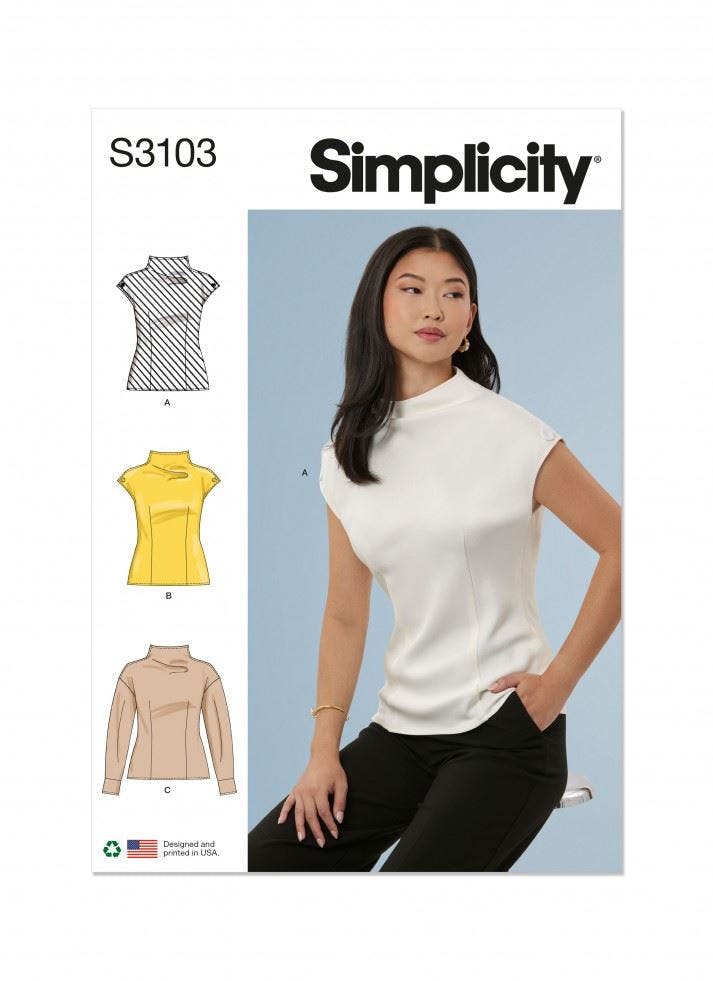 Simplicity Women's Sewing Pattern 3103, Tops For D5 (4-6-8-10-12) - Intermediate - D5 (4-6-8-10-12)