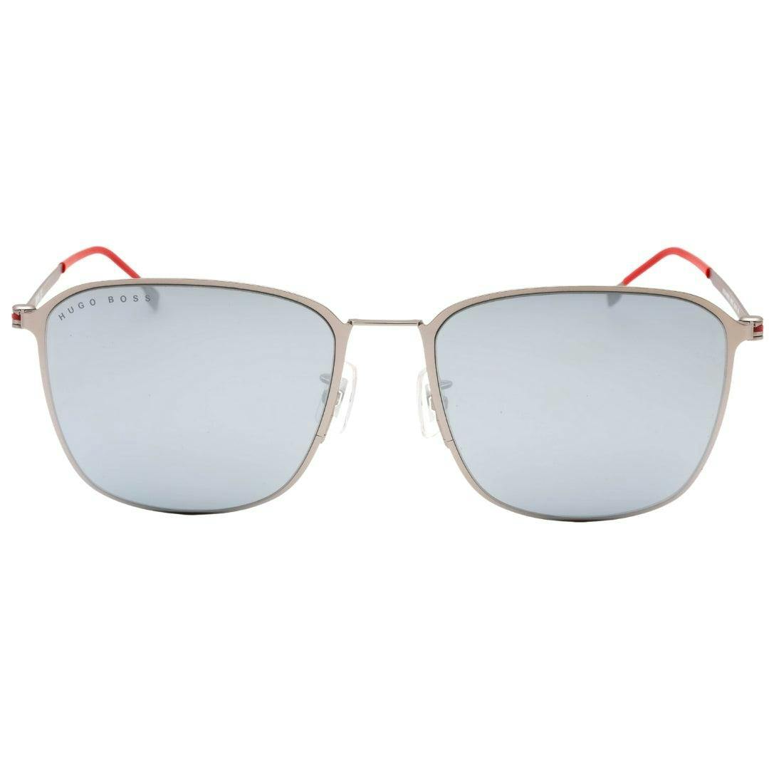Hugo Boss Men's White Matte Multilayer Lens Sunglasses - Ruthenium/ - One Size - 100% Mixed