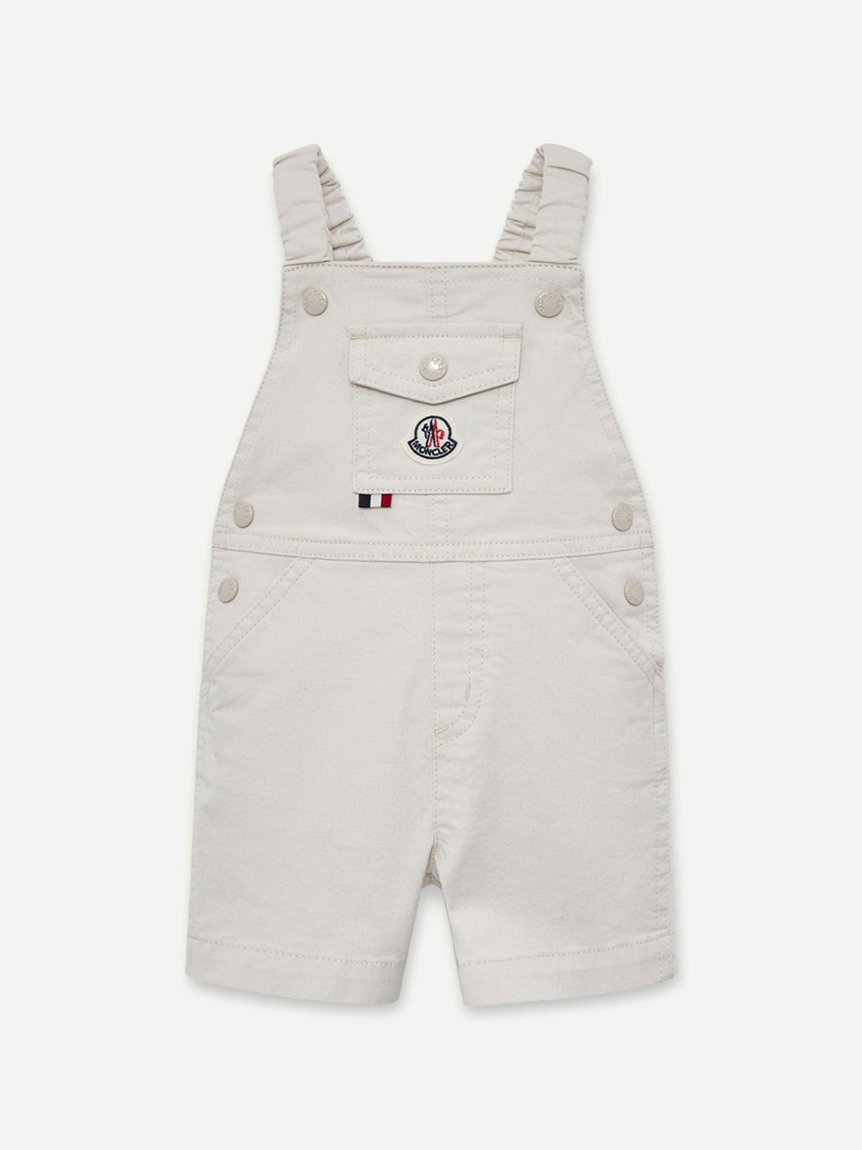 Moncler Enfant Men's Ivory Baby Boys Logo Dungarees In - 18 - 24 Mths