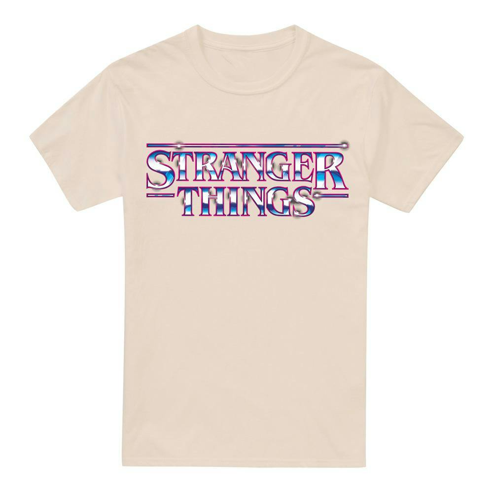 Stranger Things Men's Metal Logo T-Shirt - Natural - Xl - Natural